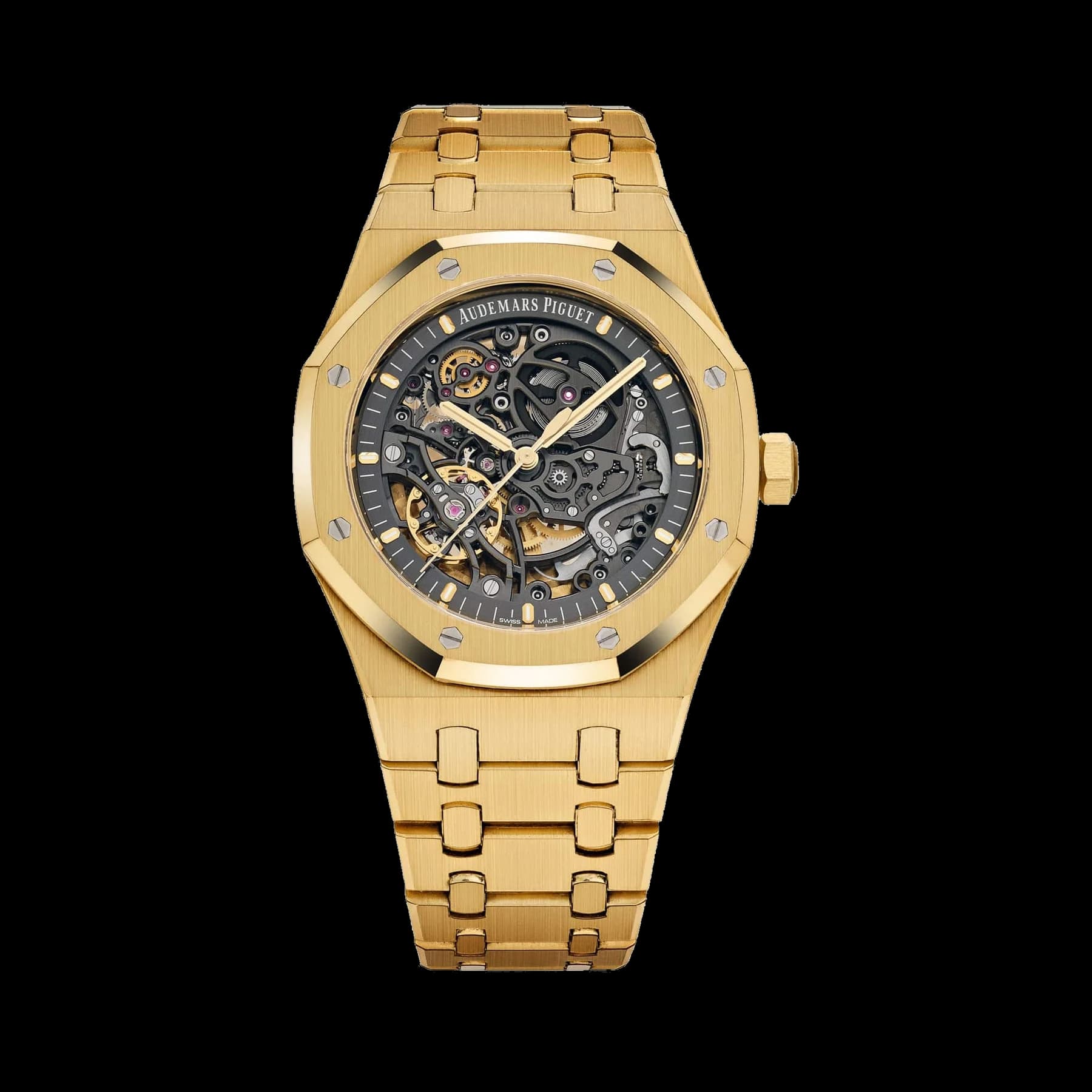 Audemars Piguet Royal Oak 15407BA.OO.1220BA.01 Double Balance Wheel Yellow Gold Openworked Dial
