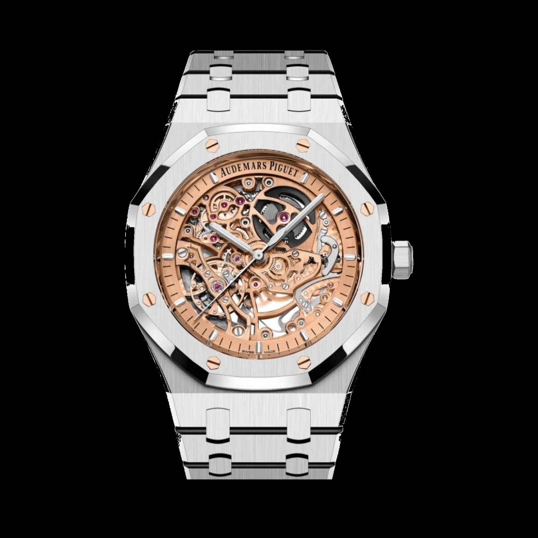 Audemars Piguet Royal Oak 15407ST.OO.1220ST.02 Double Balance Wheel Openworked Stainless Steel Pink Gold-Toned Dial (2024)