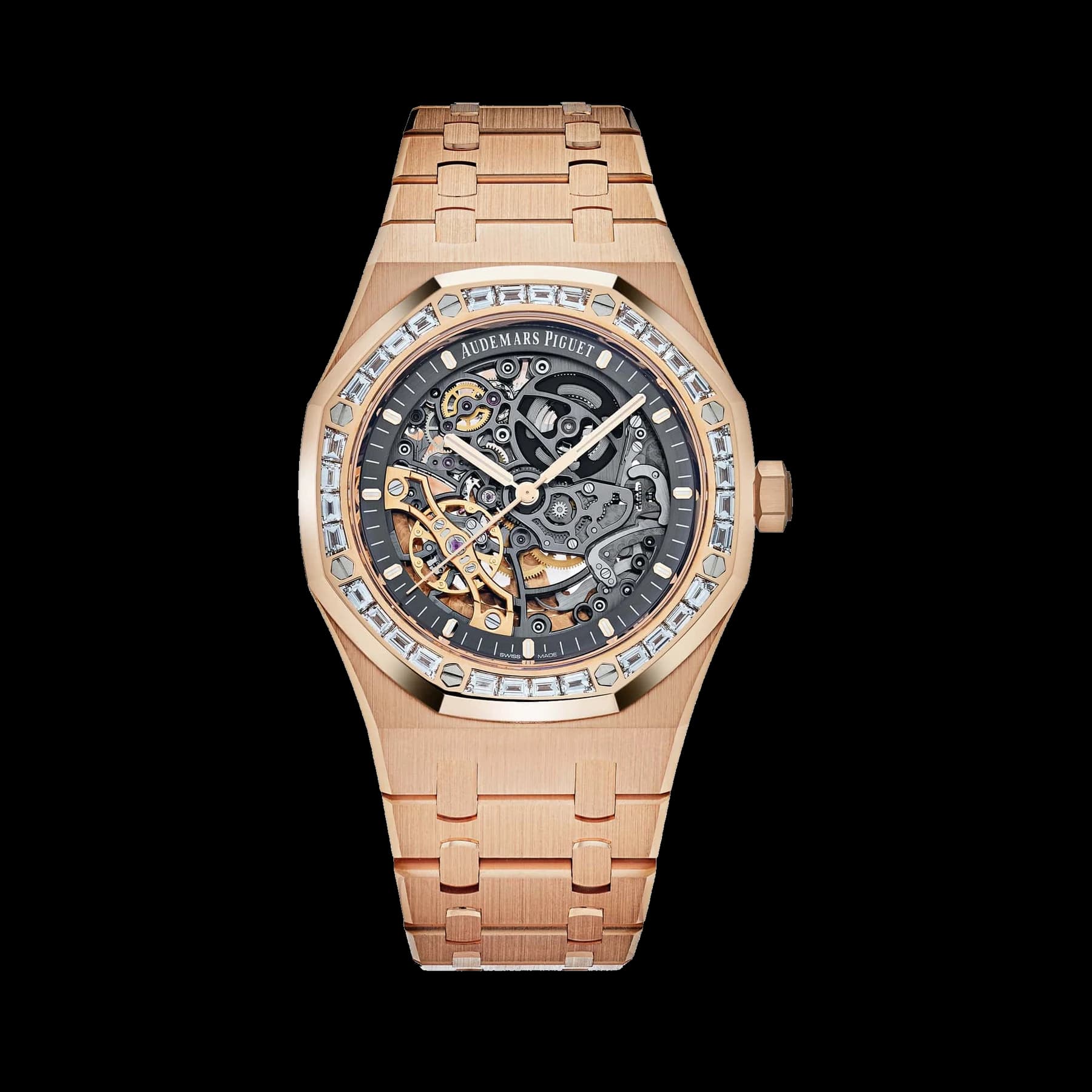 Audemars Piguet Royal Oak 15412OR.ZZ.1220OR.01 Double Balance Wheel Openworked Rose Gold Baguette Bezel (2021)