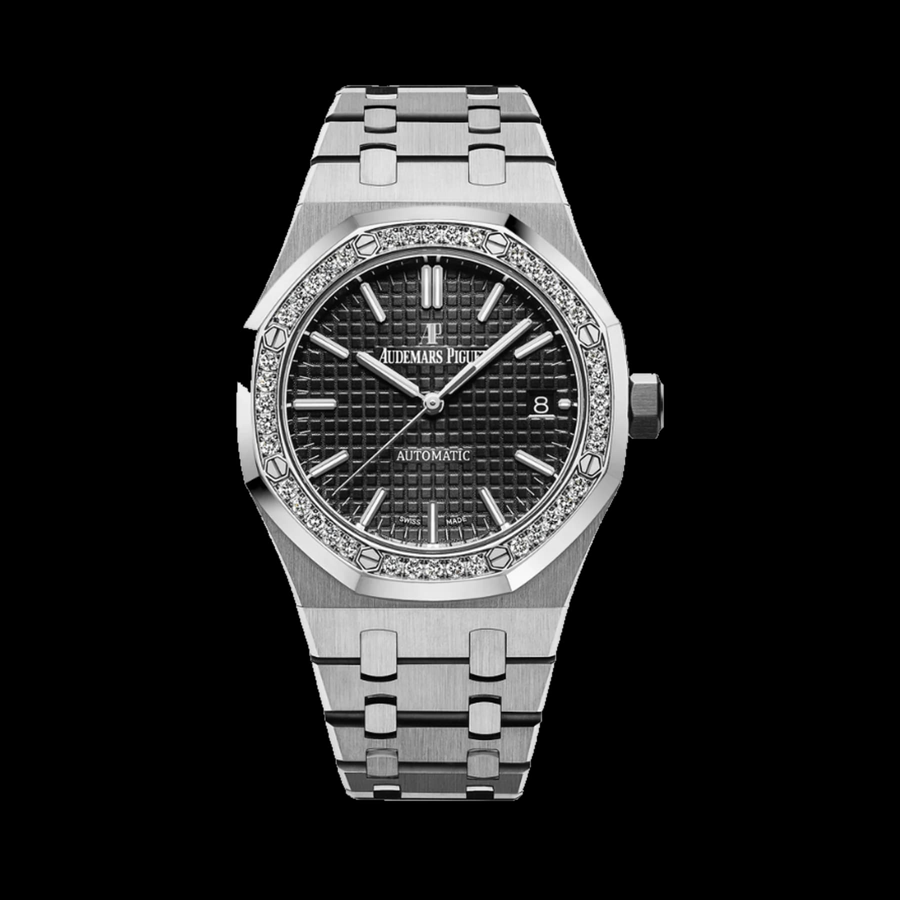 Audemars Piguet Royal Oak Selfwinding Stainless Steel Black Dial Diamond Bezel 37mm 15451ST.ZZ.1256ST.01