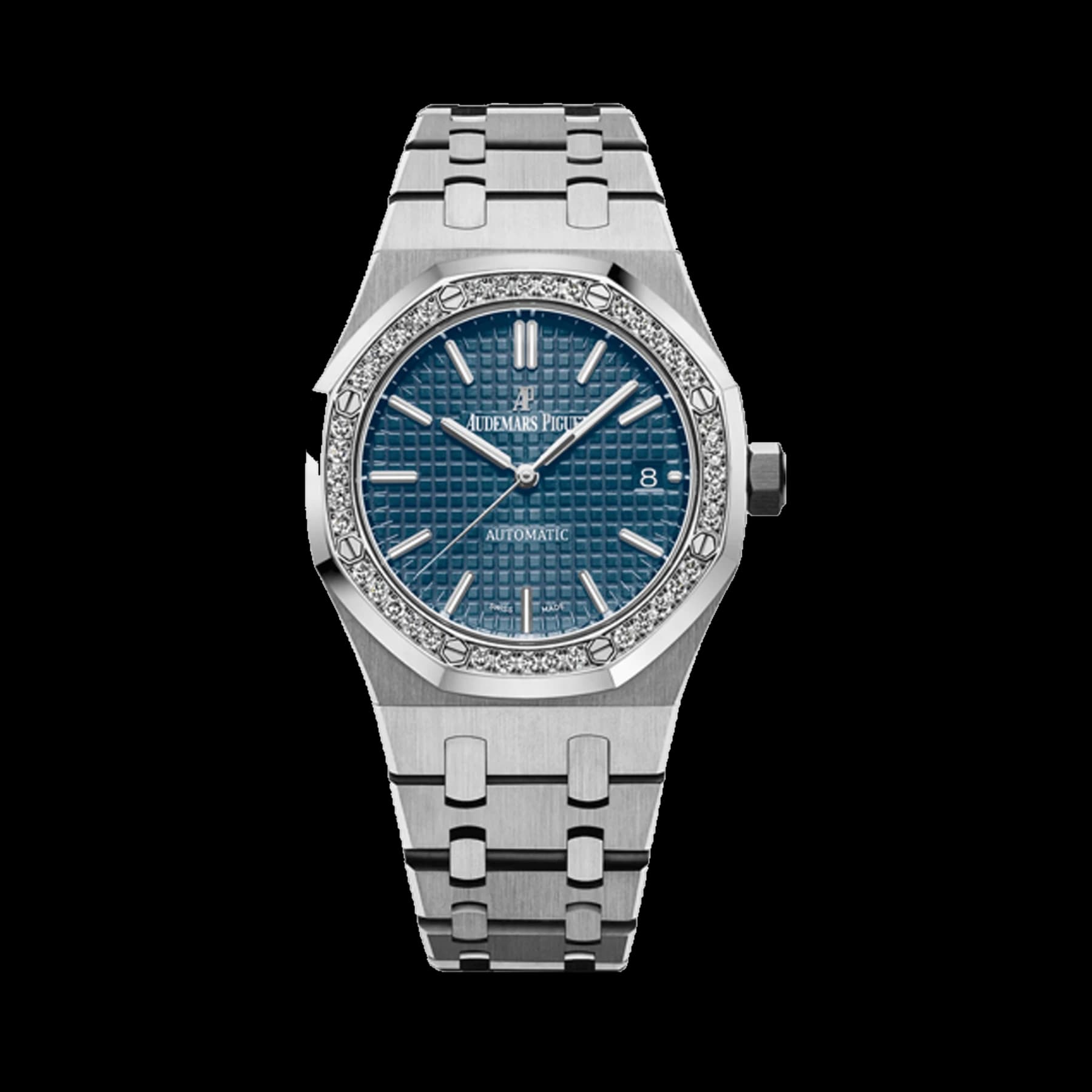 Audemars Piguet Royal Oak 15451ST.ZZ.1256ST.03 Stainless Steel Blue Dial Diamond Bezel