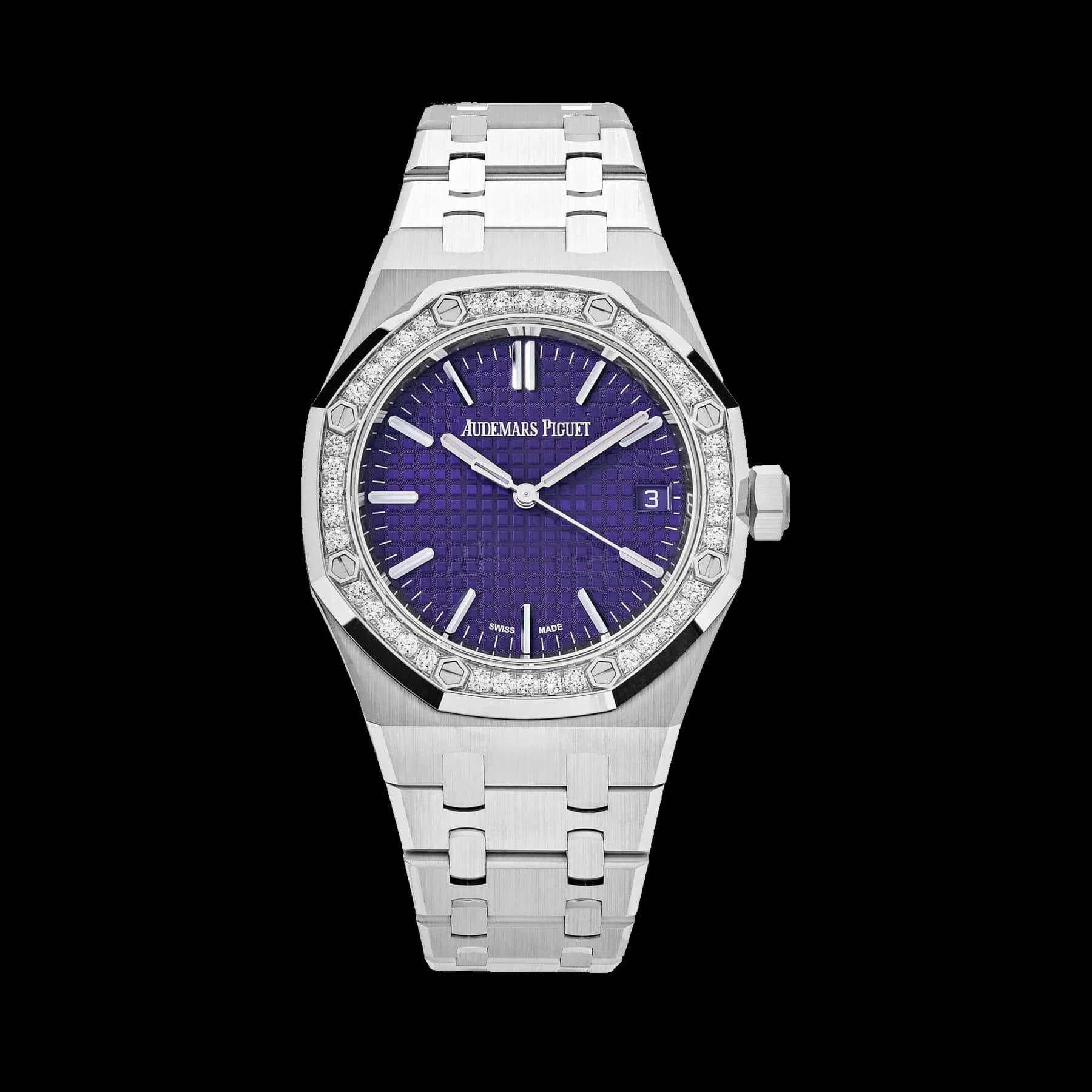 Audemars Piguet Royal Oak 15551BC.ZZ.1356BC.02 White Gold Purple Dial Diamond Bezel Special Edition