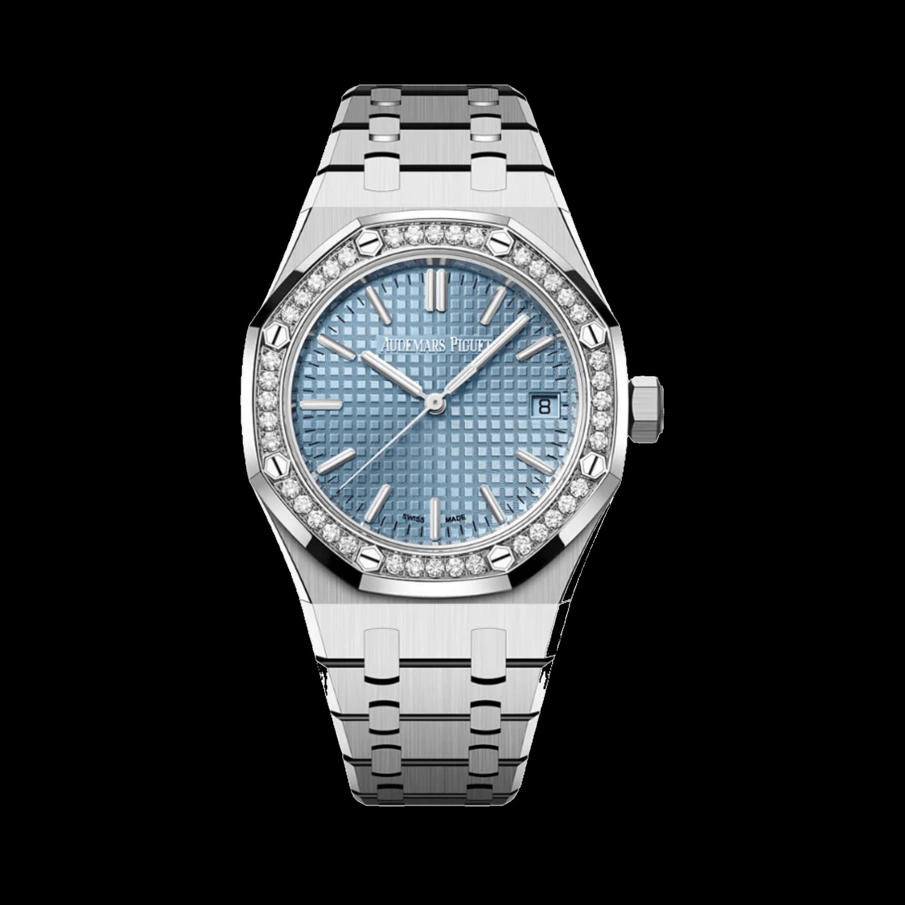 Audemars Piguet Royal Oak 15551ST.ZZ.1356ST.04 'Ladies' Stainless Steel Light Blue Dial Diamond Bezel (2024)