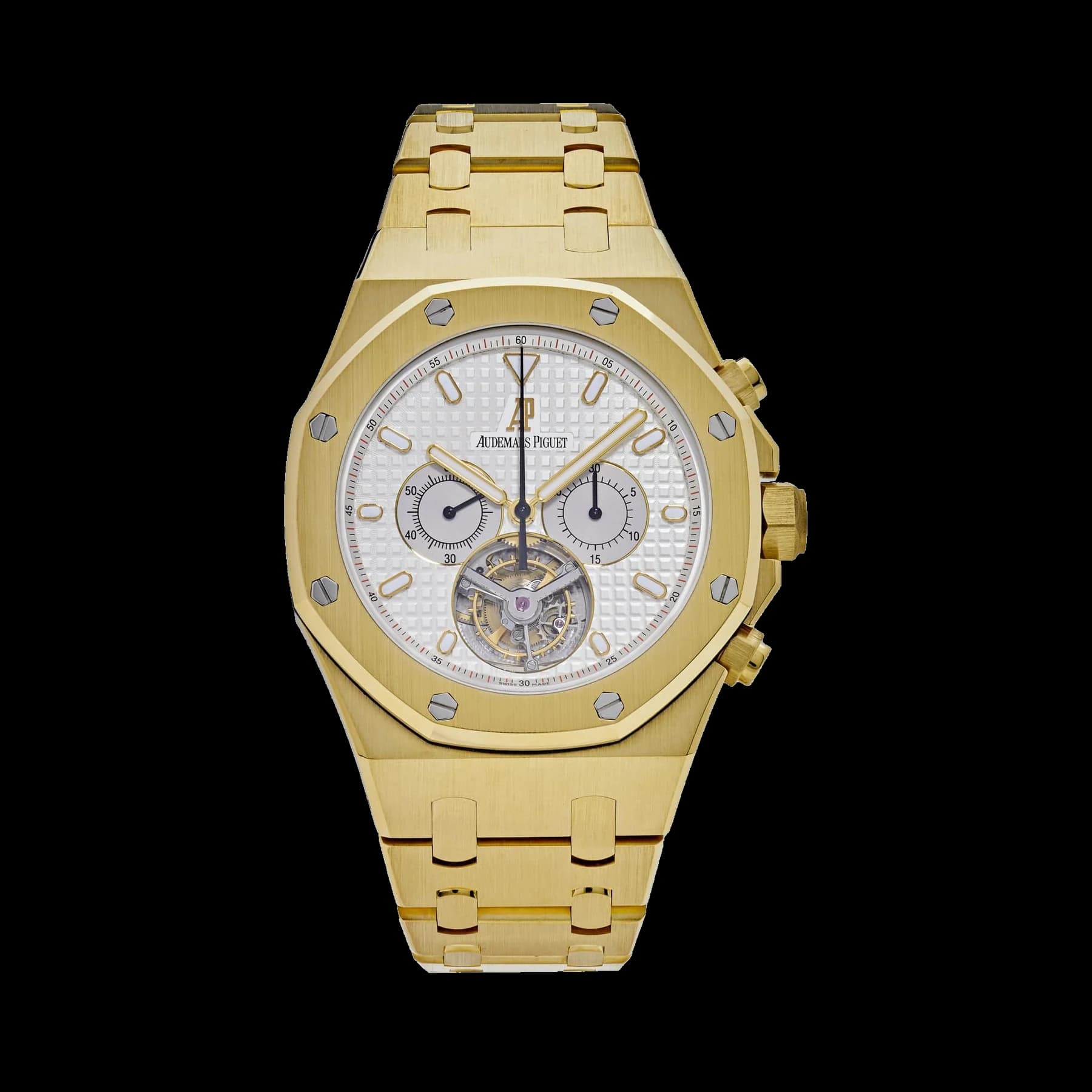 Audemars Piguet Royal Oak 25977BA.OO.1205BA.01 Chronograph 'Tourbillon' Yellow Gold Silver Dial (2004)