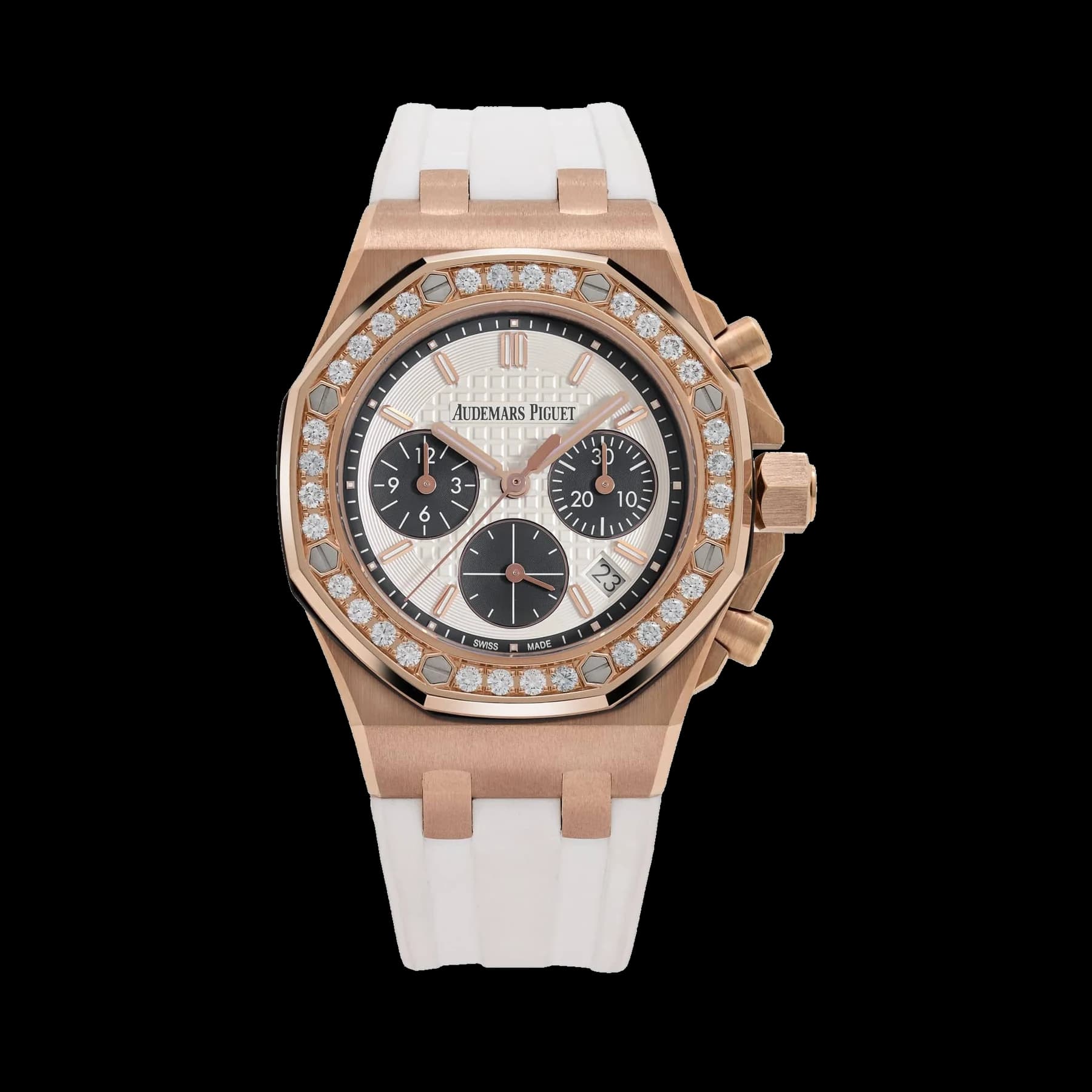 Audemars Piguet Royal Oak Offshore 26231OR.ZZ.D003CA.01 'Ladies' Chronograph Rose Gold Silver Dial Diamond Bezel (2018)