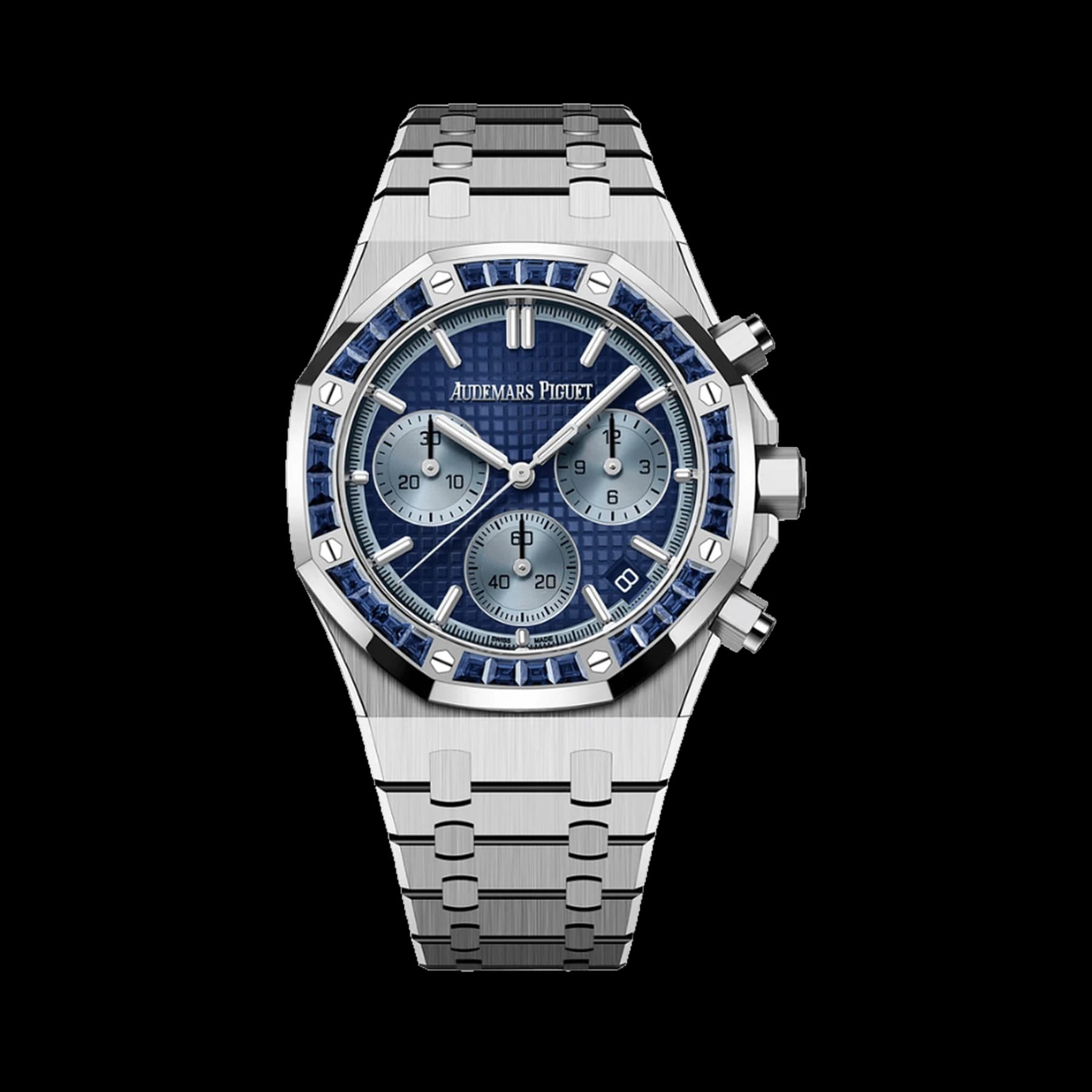 Audemars Piguet Royal Oak Chronograph 26240BC.SS.1320BC.01 White Gold Sapphire Bezel Blue Dial Japan Limited Edition