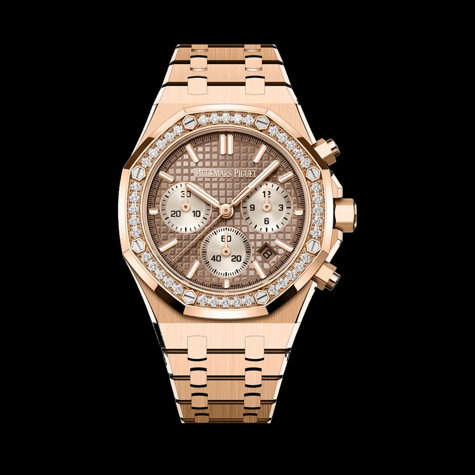 Audemars Piguet Royal Oak 26450OR.ZZ.1356OR.01-B Chronograph Rose Gold Sand Gold-Toned Dial Diamond Bezel (2026)