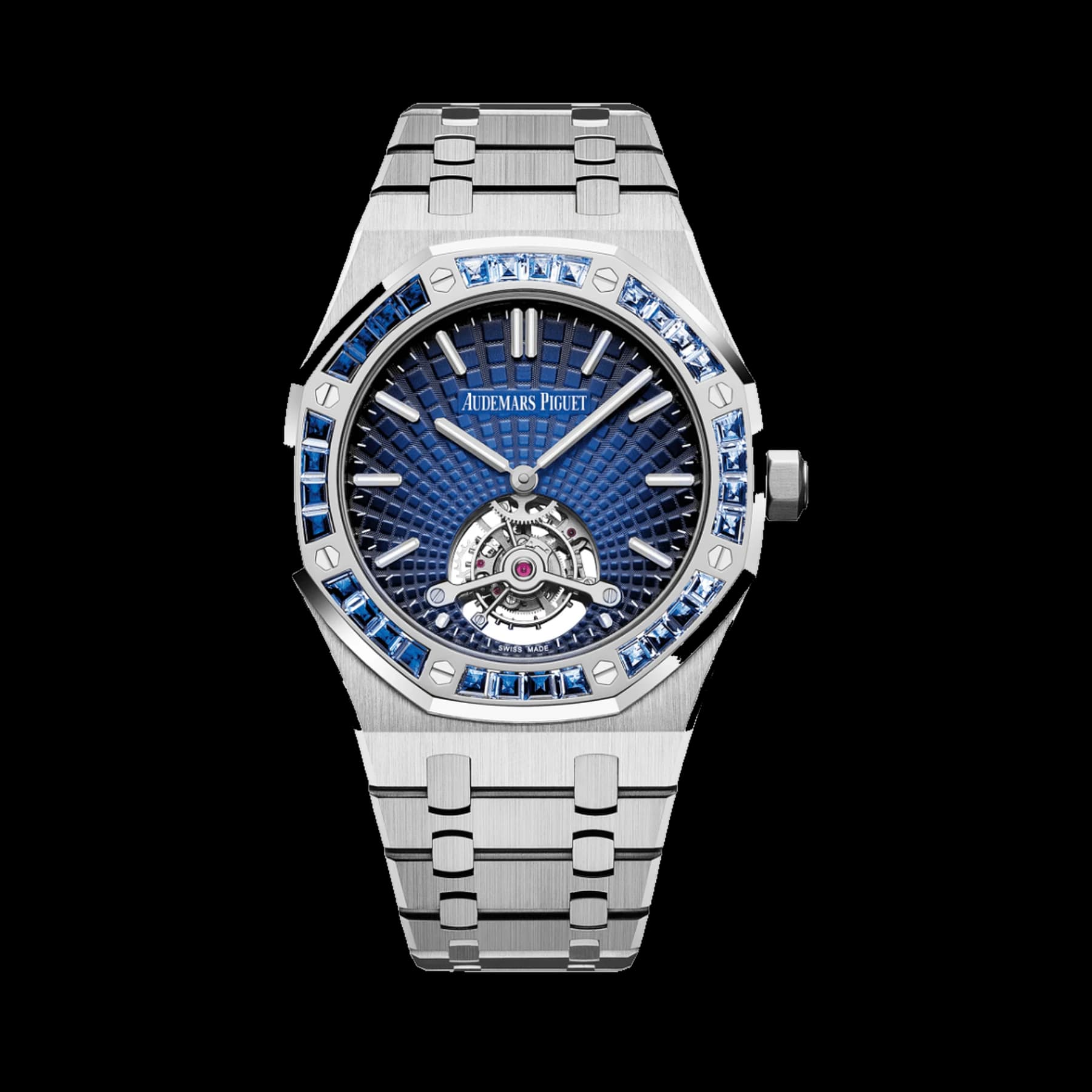 Audemars Piguet Royal Oak Tourbillon Extra Thin Platinum Baguette Bezel Blue Dial 26521PT.YY.1220PT.01