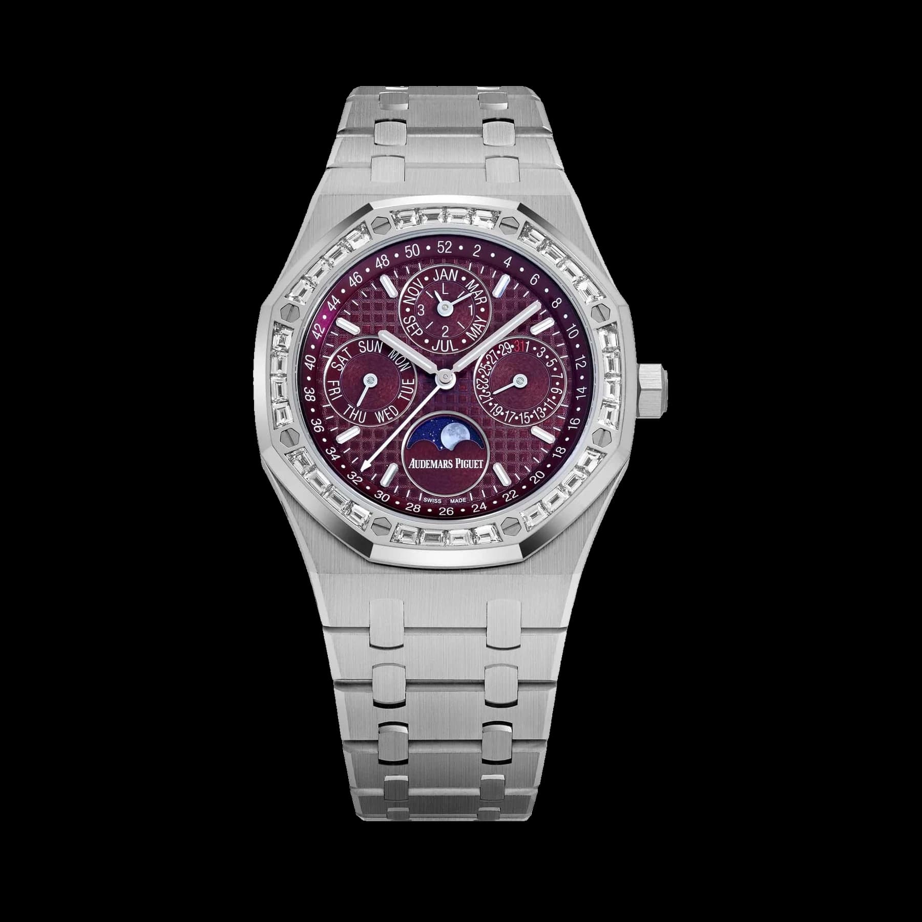 Audemars Piguet Royal Oak Perpetual Calendar 26598BC.ZZ.1220BC.01 'Qatar Edition' White Gold Burgundy Dial Diamond Bezel (2025)
