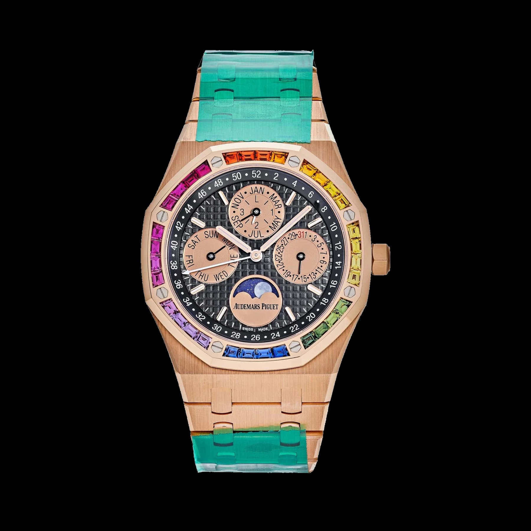 Audemars Piguet Royal Oak Perpetual Calendar 26614OR.YY.1220OR.01 Rose Gold Rainbow Bezel Black Dial Limited Edition of 20