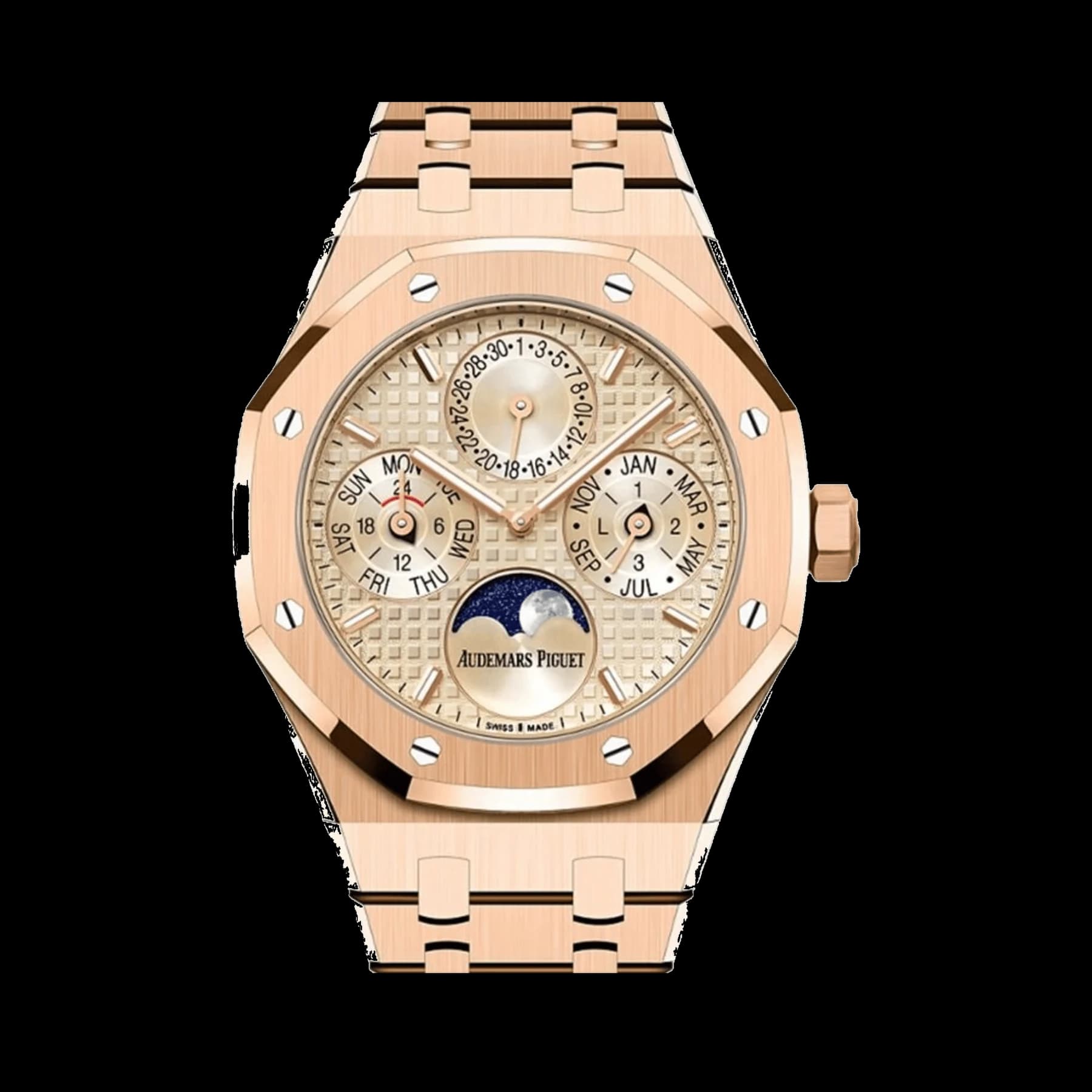 Audemars Piguet Royal Oak 26684OR.OO.1356OR.01 Perpetual Calendar Rose Gold Beige Dial