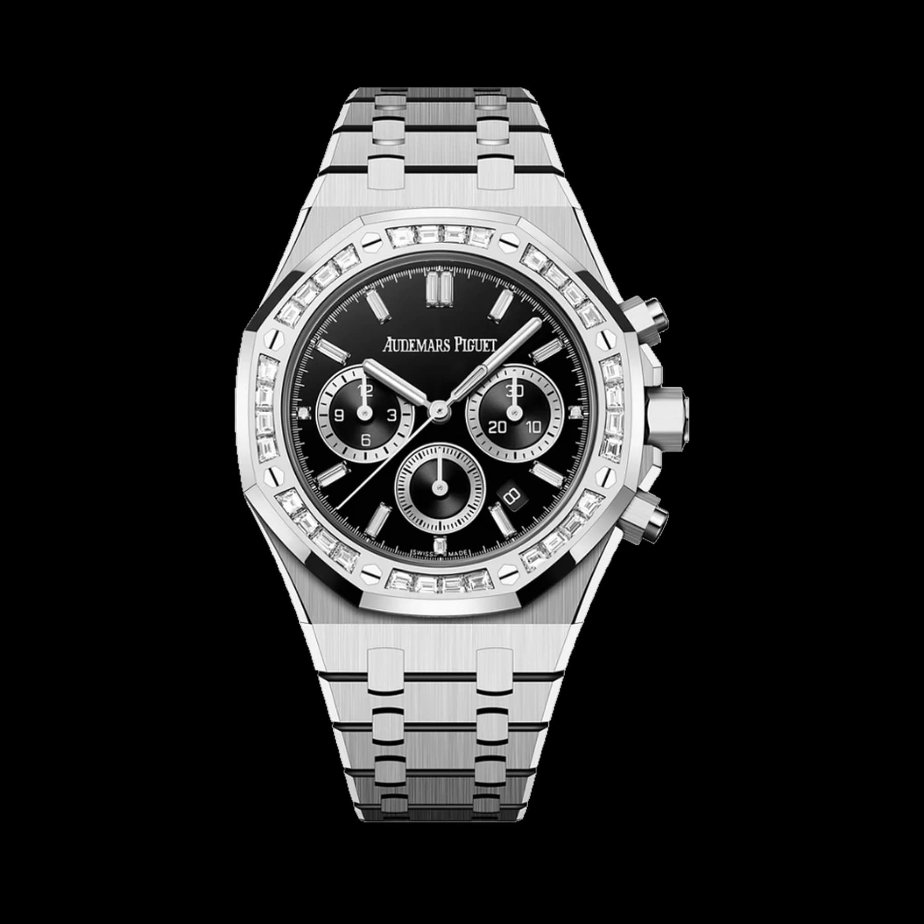 Audemars Piguet Royal Oak Chronograph 26715BC.ZZ.1356BC.02 White Gold Diamond Bezel Black Onyx Dial