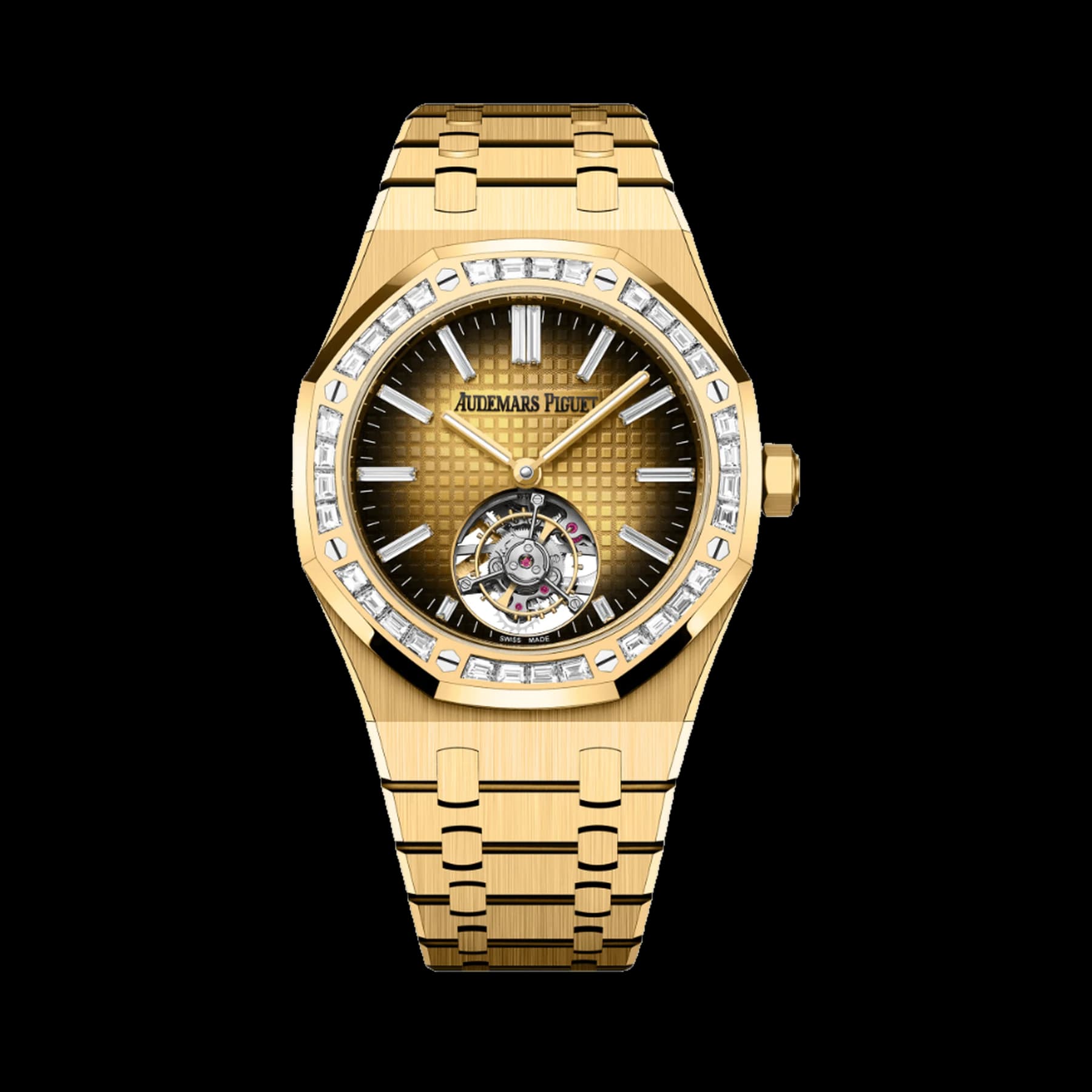 Audemars Piguet Royal Oak Flying Tourbillon 26730BA.ZZ.1320BA.01 Yellow Gold Diamond Bezel Smoked Yellow