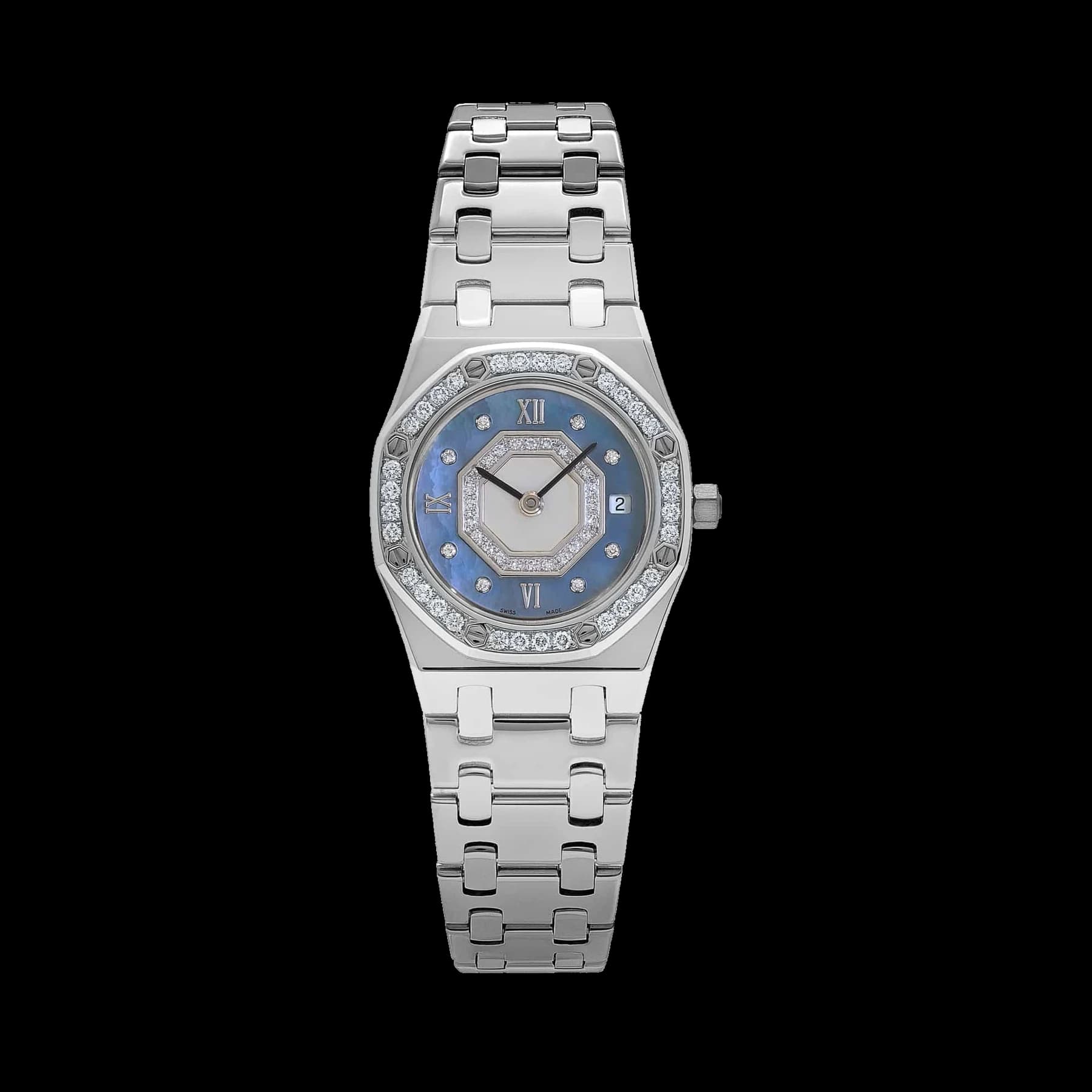 Audemars Piguet Royal Oak 67371BC/093 'Ladies' White Gold Blue Mother of Pearl Diamond Dial Diamond Bezel Quartz (2002)