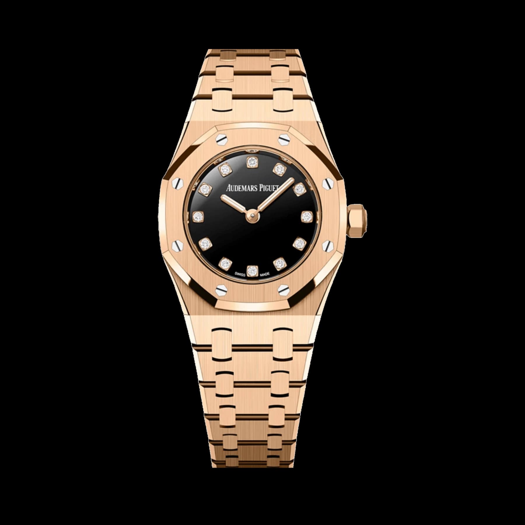Audemars Piguet Royal Oak 67630OR.OO.1312OR.01-B 'Mini' Rose Gold Black Onyx Diamond Dial Quartz (2026)