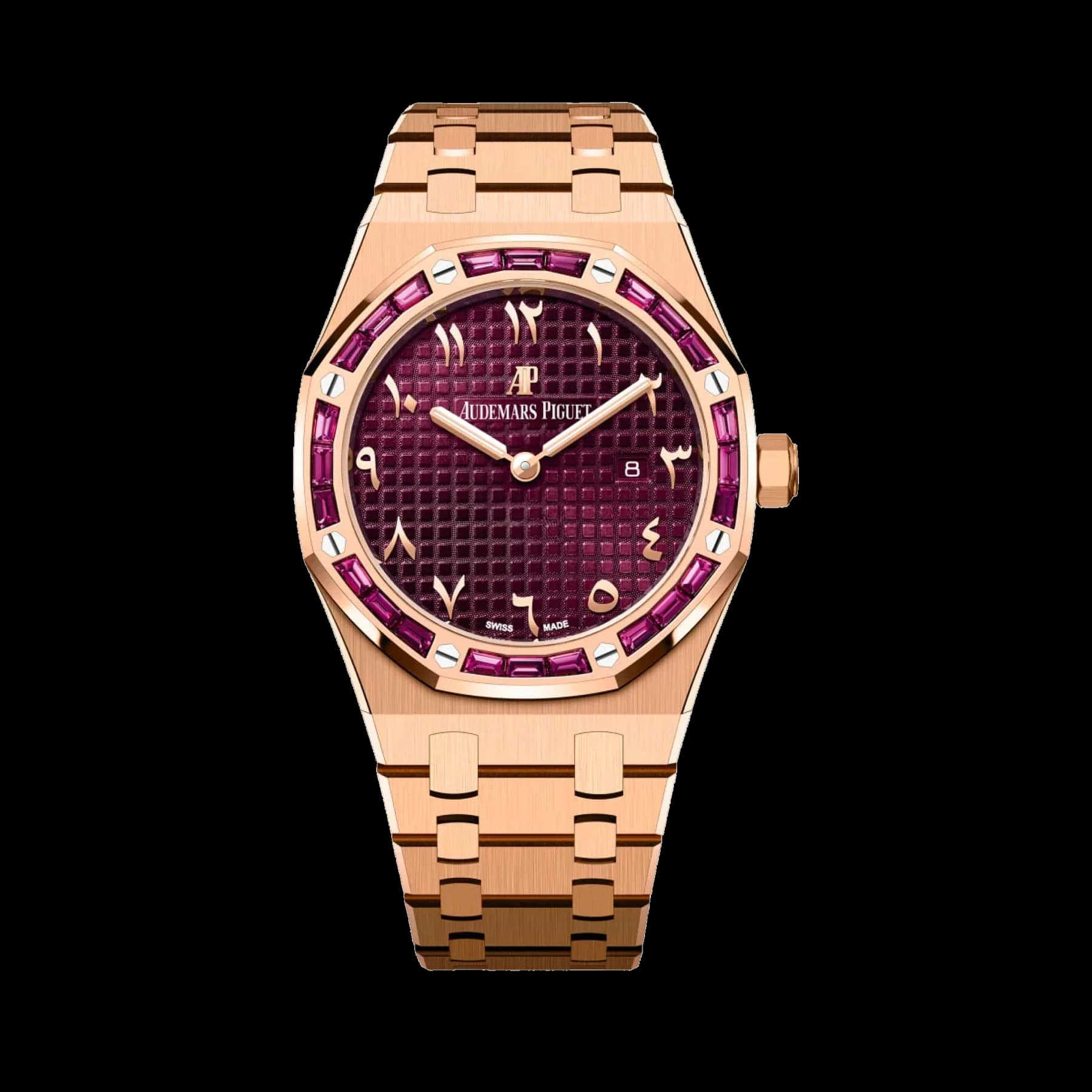 Audemars Piguet Royal Oak Quartz 67656OR.GR.1261OR.01 'Ladies' 'Special Edition' Rose Gold Burgundy Dial Garnet Bezel