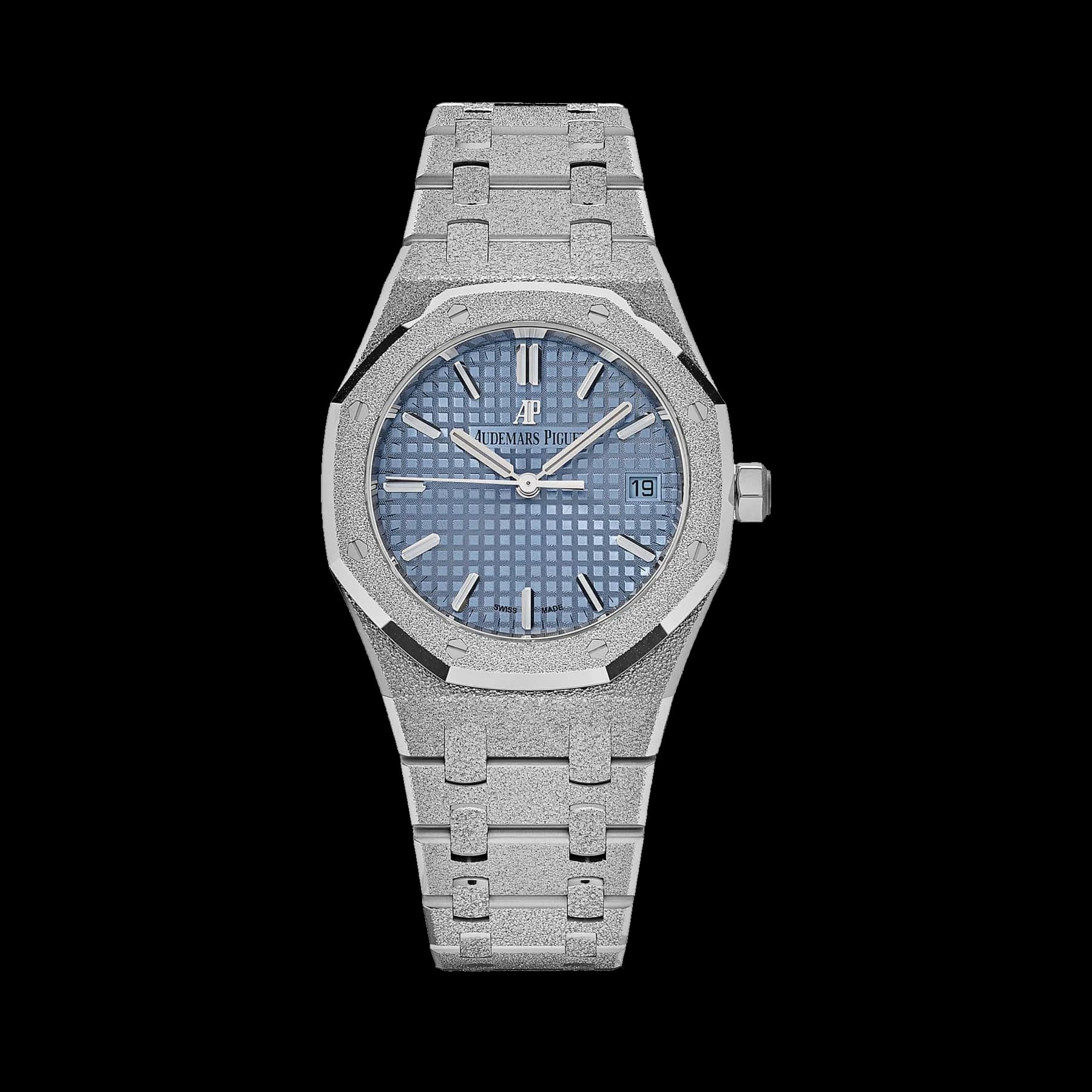 Audemars Piguet Royal Oak 77353BC.GG.1263BC.01 'Ladies' Selfwinding Frosted White Gold Light Blue Dial