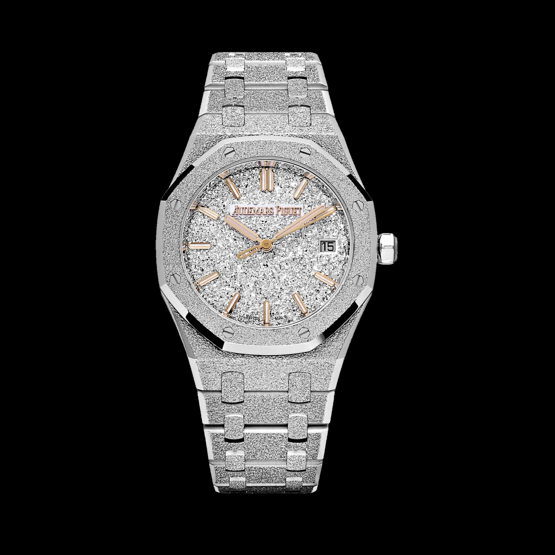 Audemars Piguet Royal Oak 77450BC.GG.1361BC.01 Frosted White Gold Crystal Sand Dial (2025)