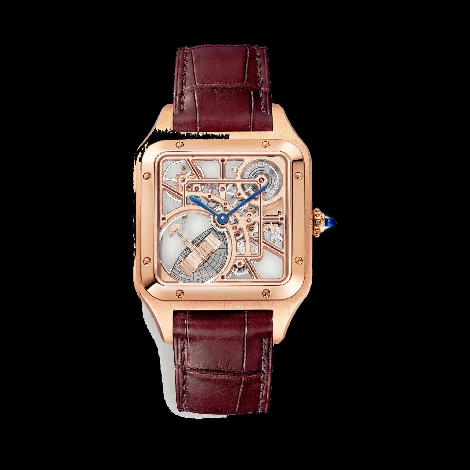 Santos-Dumont skeleton watch equipped with a micro-rotor
