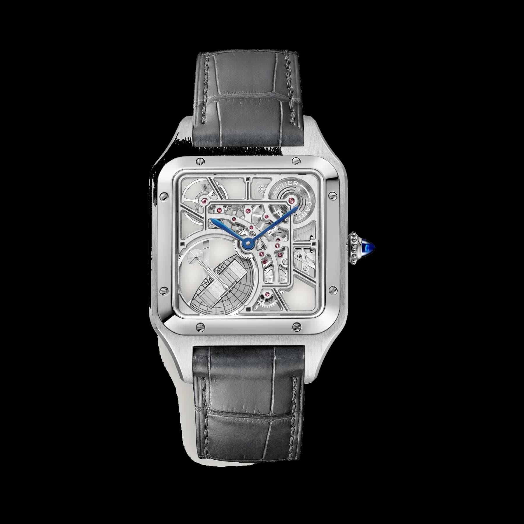 Santos-Dumont skeleton watch equipped with a micro-rotor
