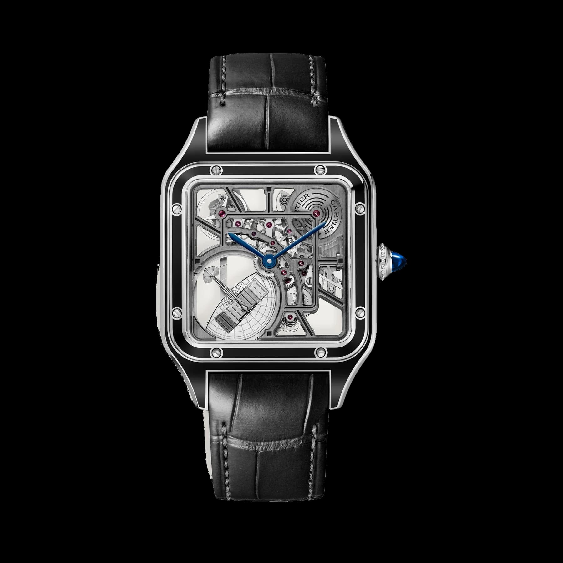 Santos-Dumont skeleton watch equipped with a micro-rotor