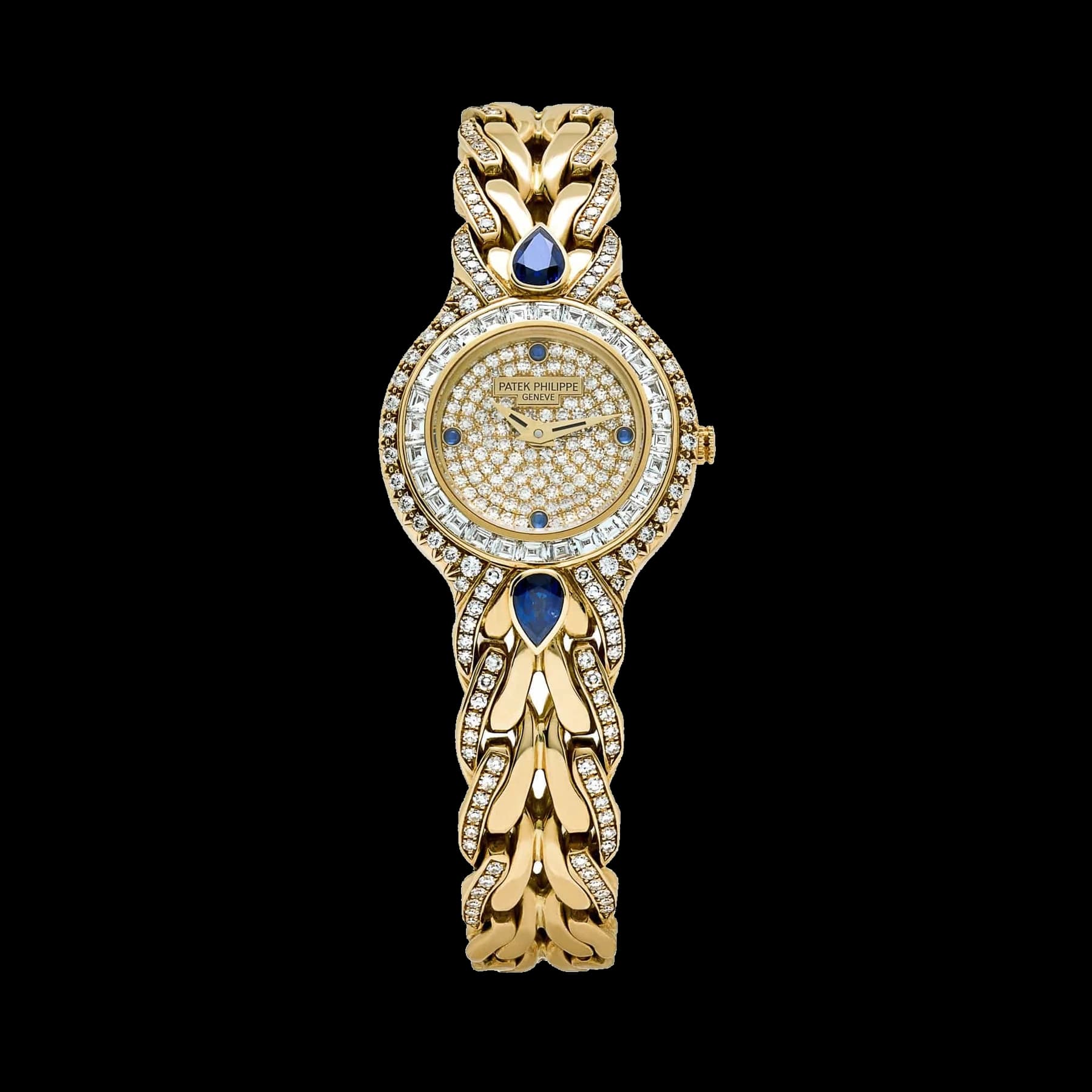 Patek Philippe La Flamme 4818/11 'Ladies' Yellow Gold Diamonds Blue Sapphires Quartz