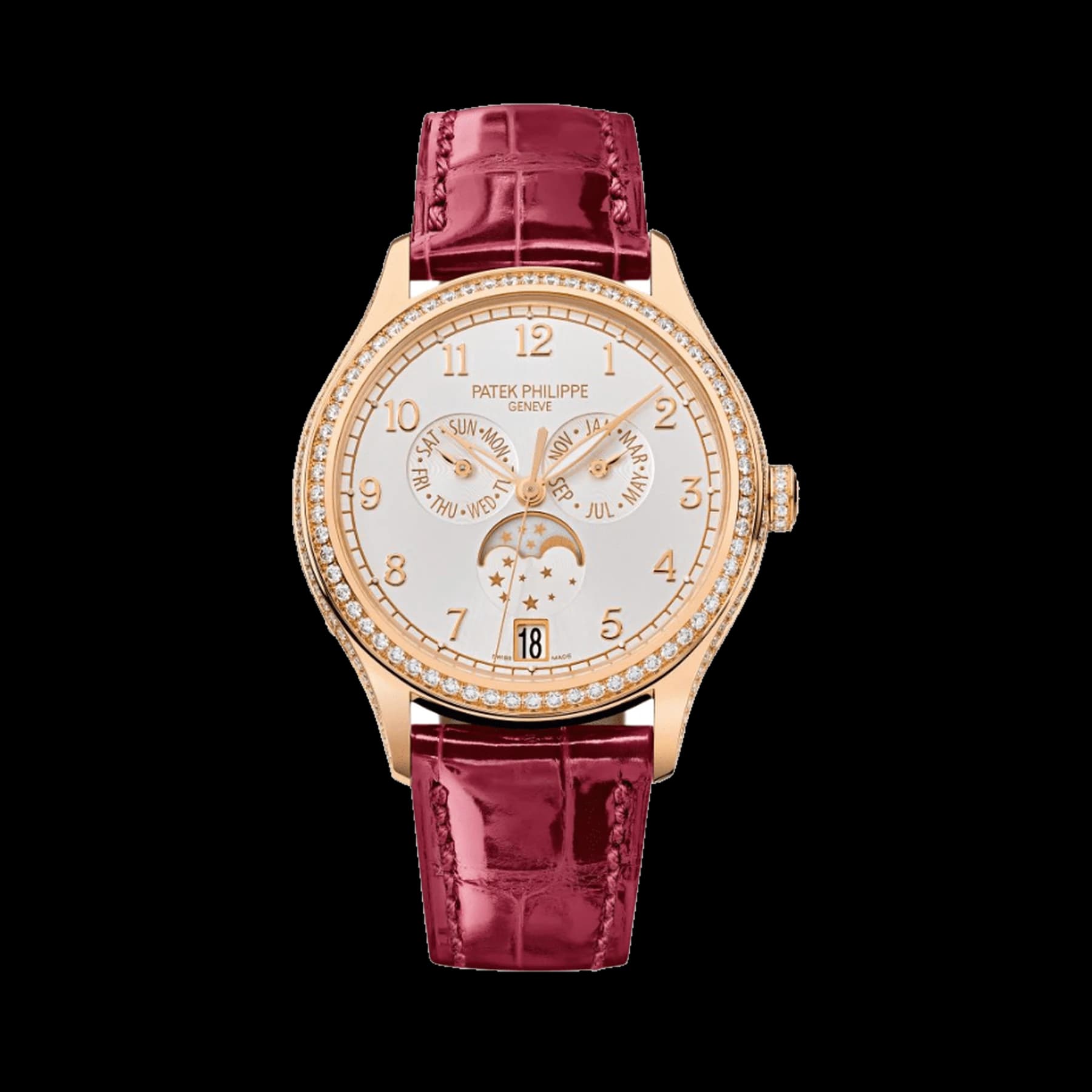 Patek Philippe Complications 4947R-001 Annual Calendar Moon Phases Rose Gold Diamond Bezel White Dial (2024)