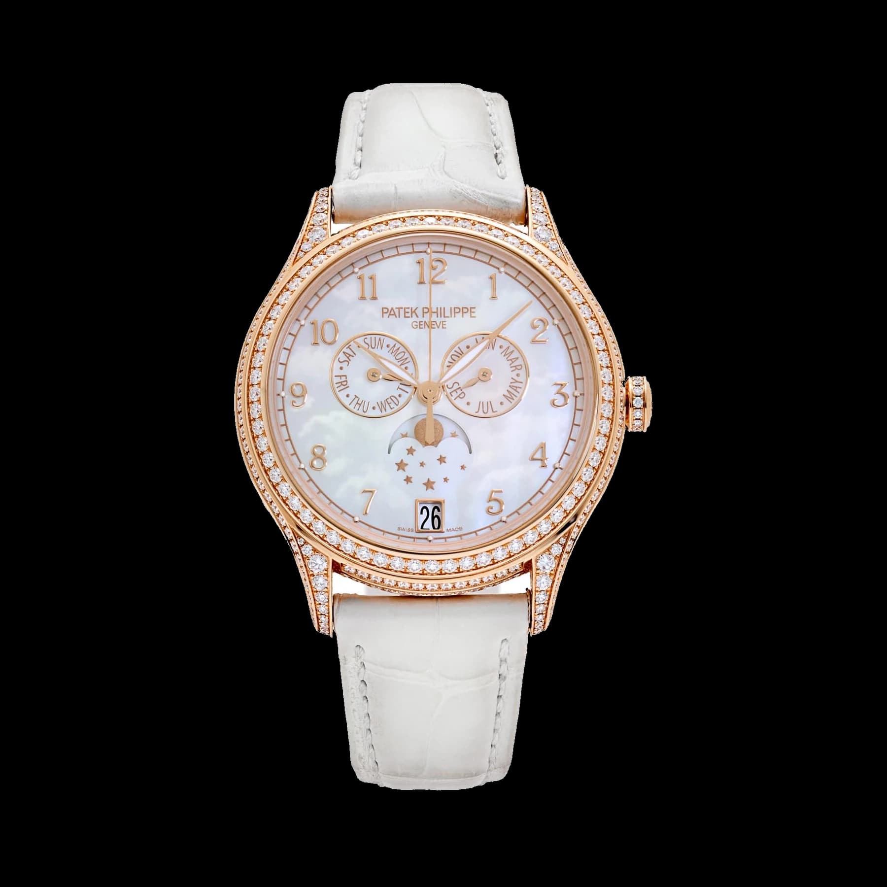 Patek Philippe Complications 4948R-001 'Ladies' Annual Calendar Moon Phases Rose Gold Mother of Pearl Dial Diamond Bezel (2025)