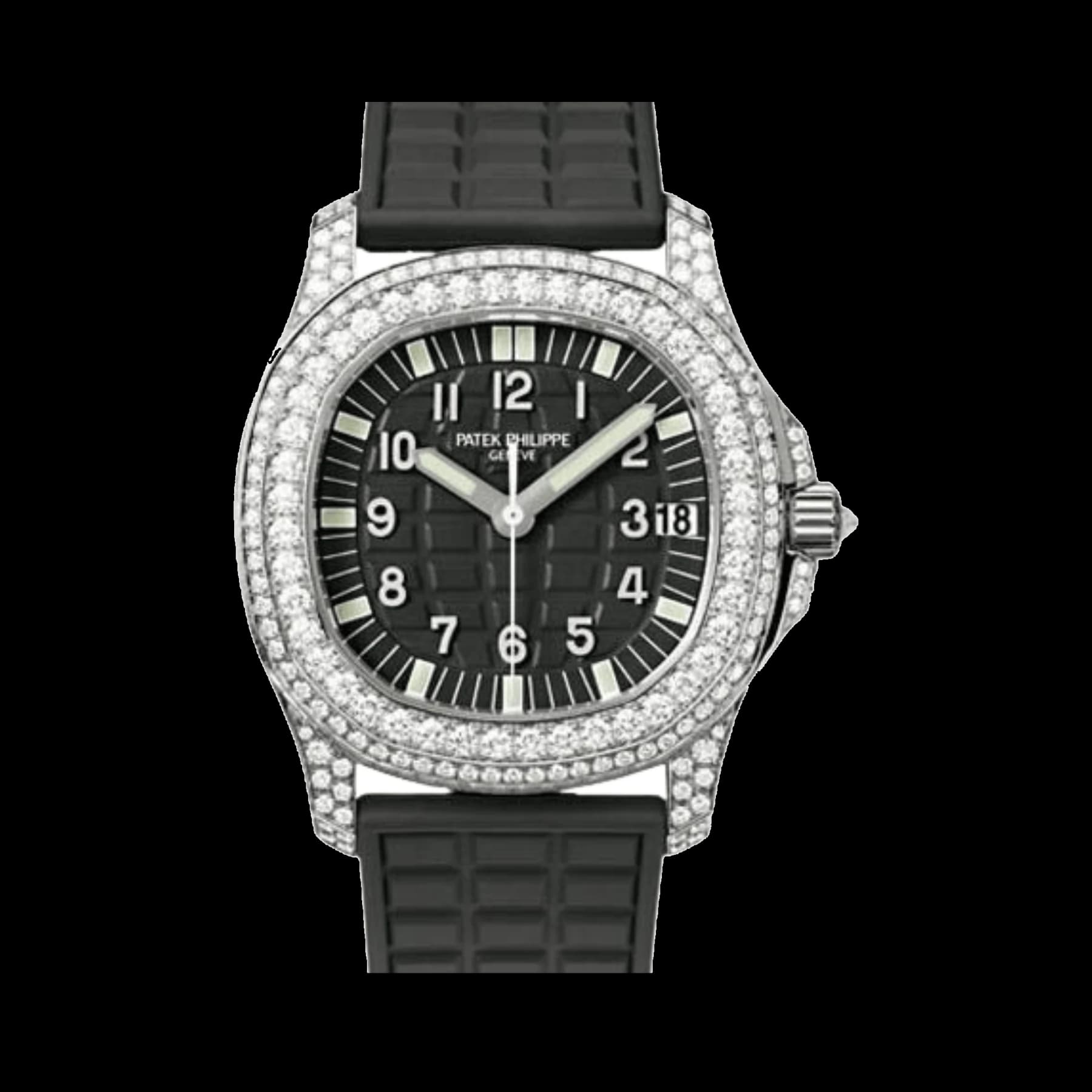 Patek Philippe Aquanaut Luce 5069G-001 'Ladies' White Gold Black Dial Diamond Bezel