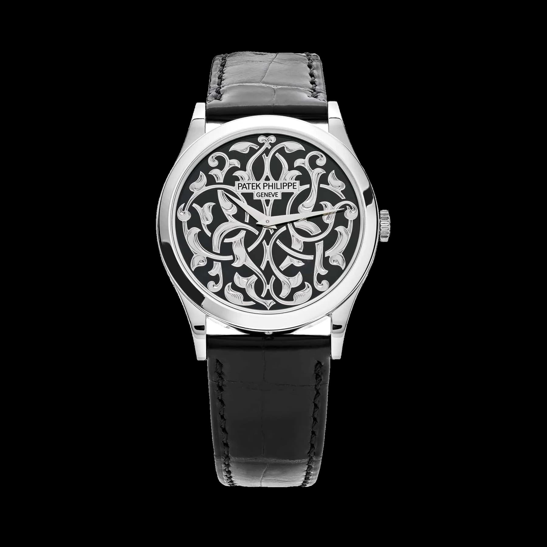 Patek Philippe Calatrava 5088/100P-001 Platinum Engraved Black Dial