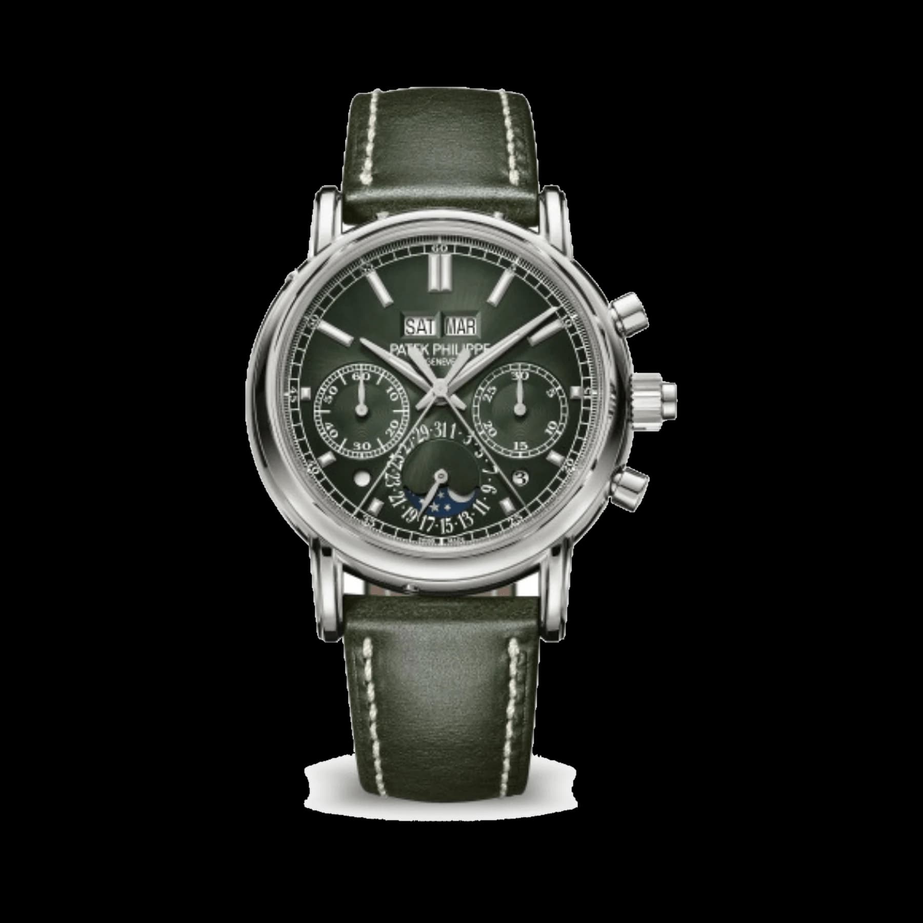 Patek Philippe Grand Complications 5204G-001 Perpetual Calendar White Gold Green Dial