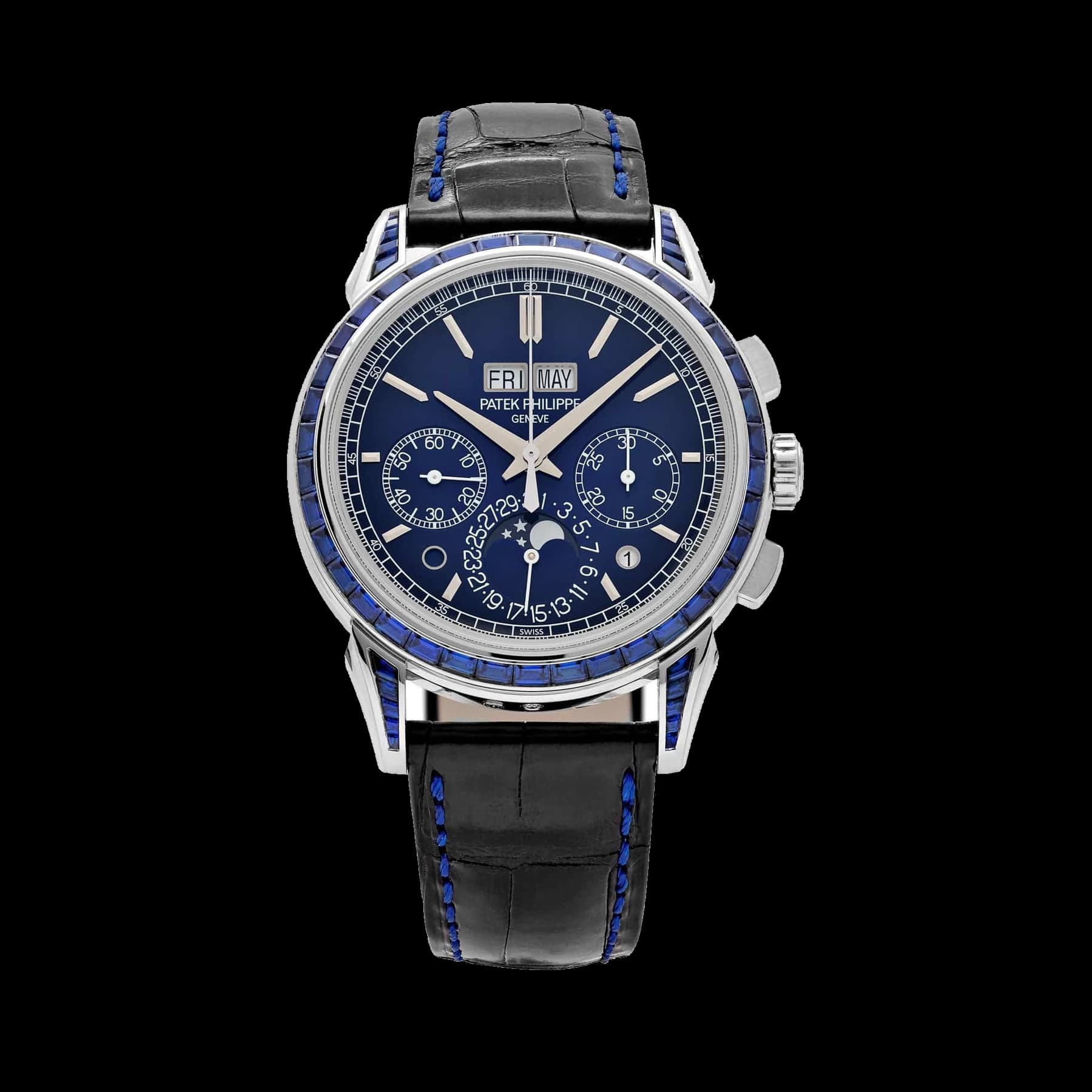 Patek Philippe Grand Complications 5271/11P-010 Perpetual Calendar Chronograph Platinum Baguette Sapphires