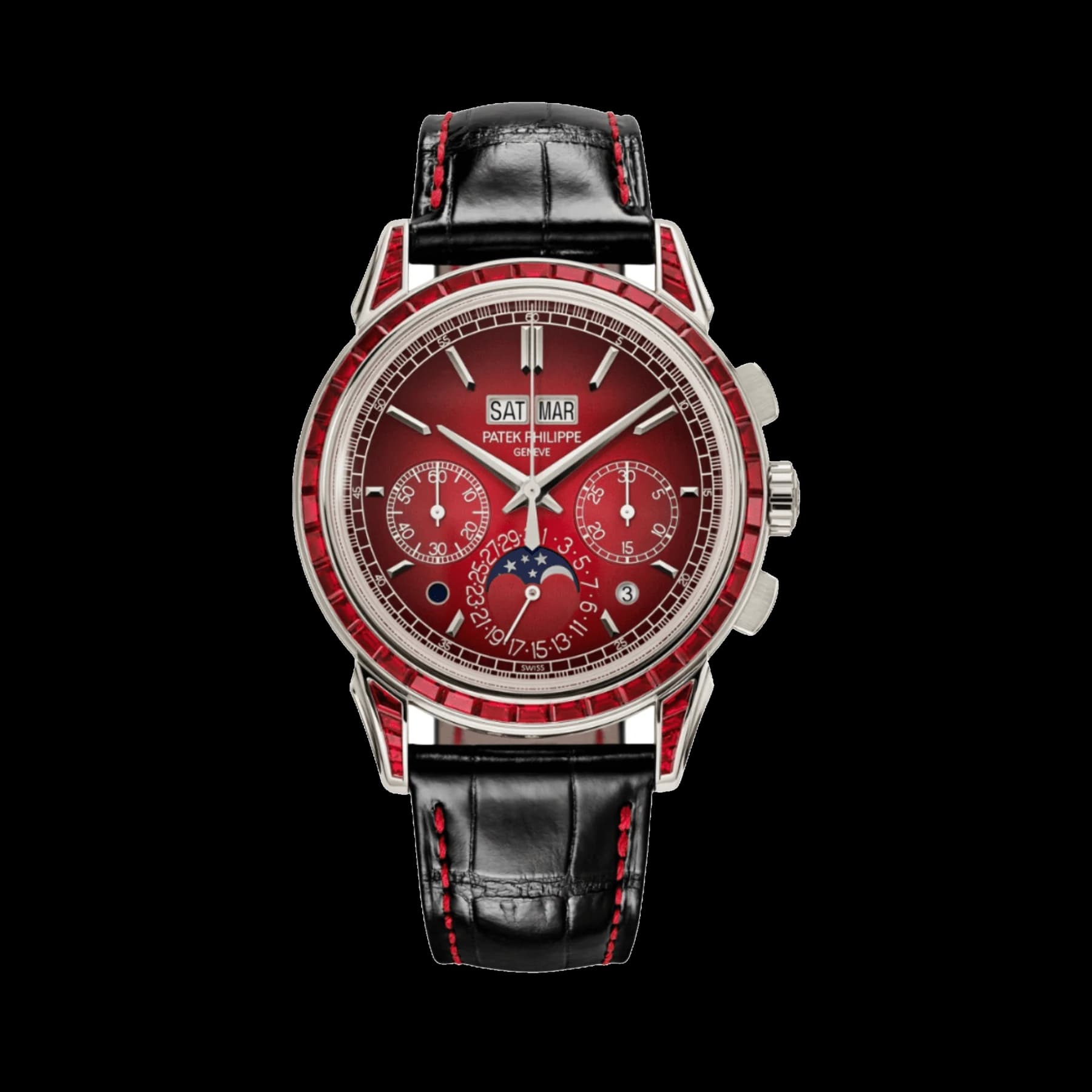 Patek Philippe Grand Complications 5271/12P-010 Perpetual Calendar Chronograph Platinum Baguette Rubies