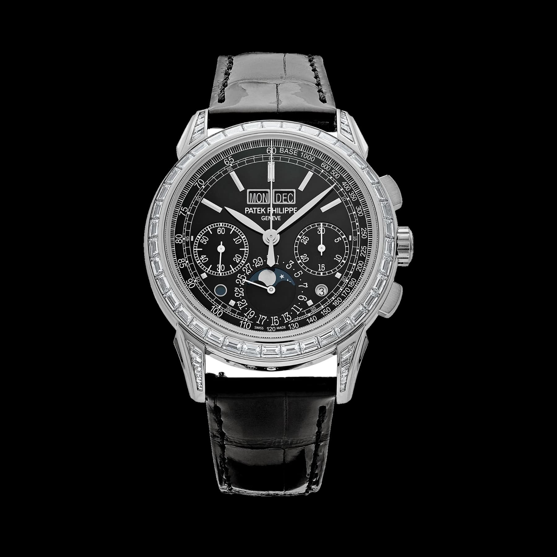 Patek Philippe Grand Complications 5271P-001 Perpetual Calendar Platinum Black Dial Baguette Bezel