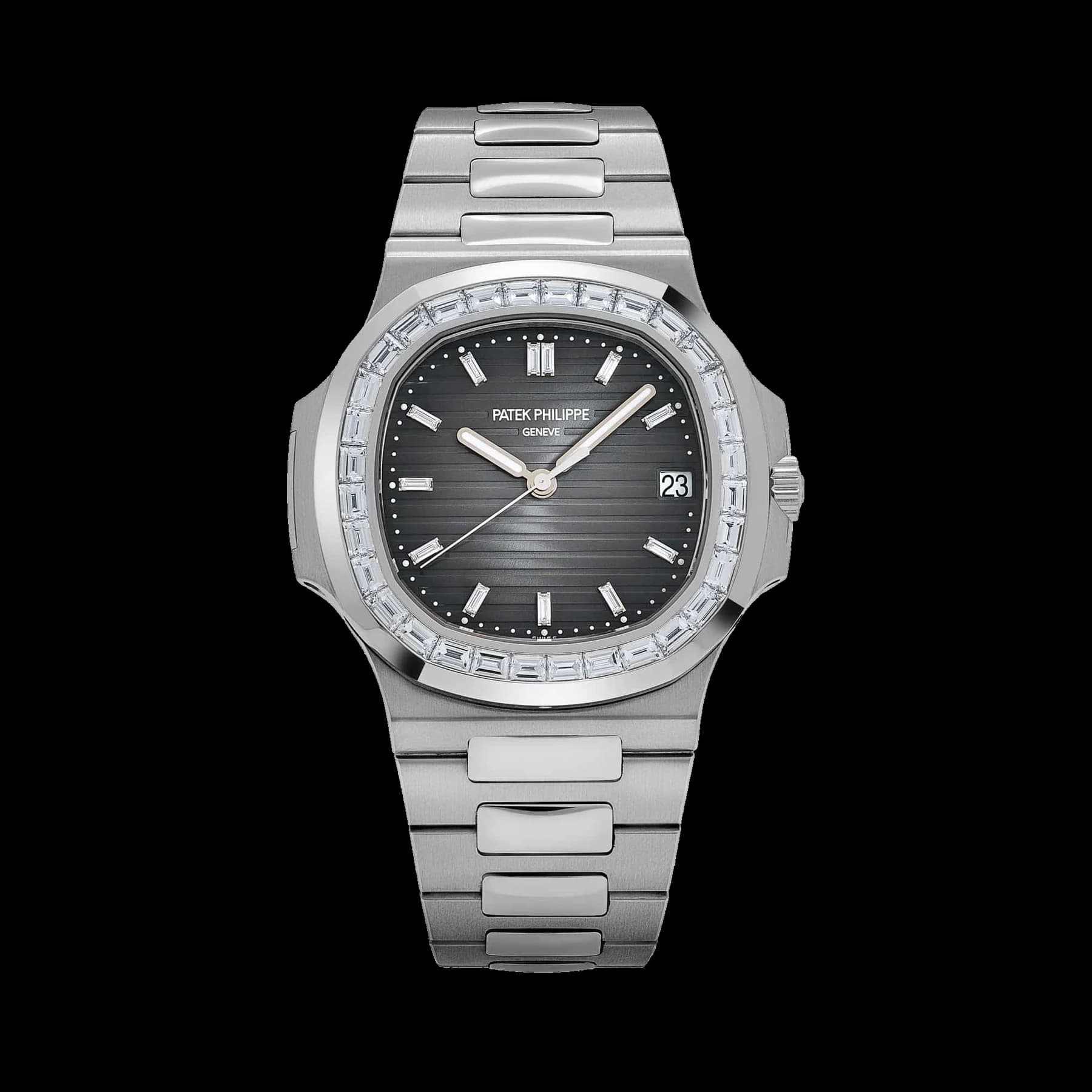Patek Philippe Nautilus 5711/110P-001 Platinum Grey Diamond Baguette Dial Diamond Baguette Bezel