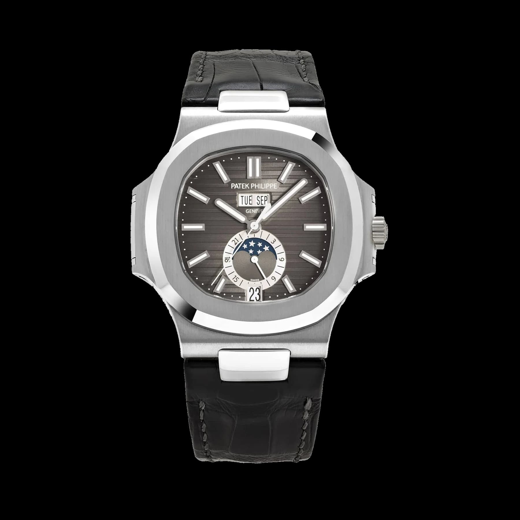 Patek Philippe Nautilus 5726A-001 Annual Calendar Moon Phases Stainless Steel Black Dial (2025)