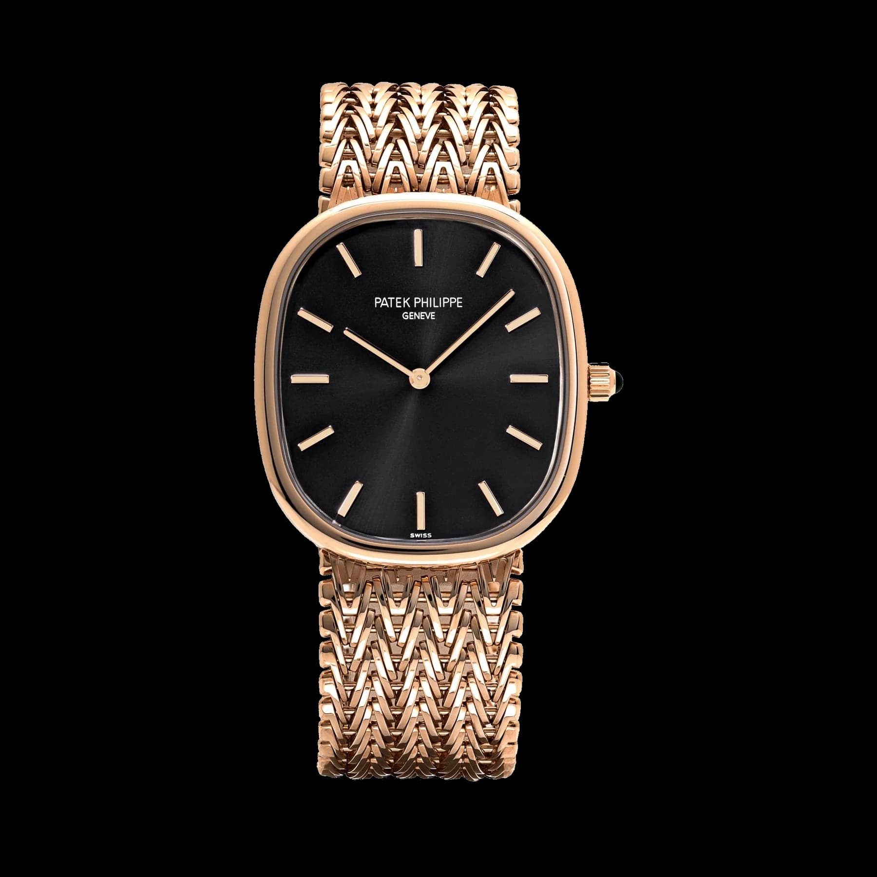 Patek Philippe Golden Ellipse 5738/1R-001 Rose Gold Black Dial
