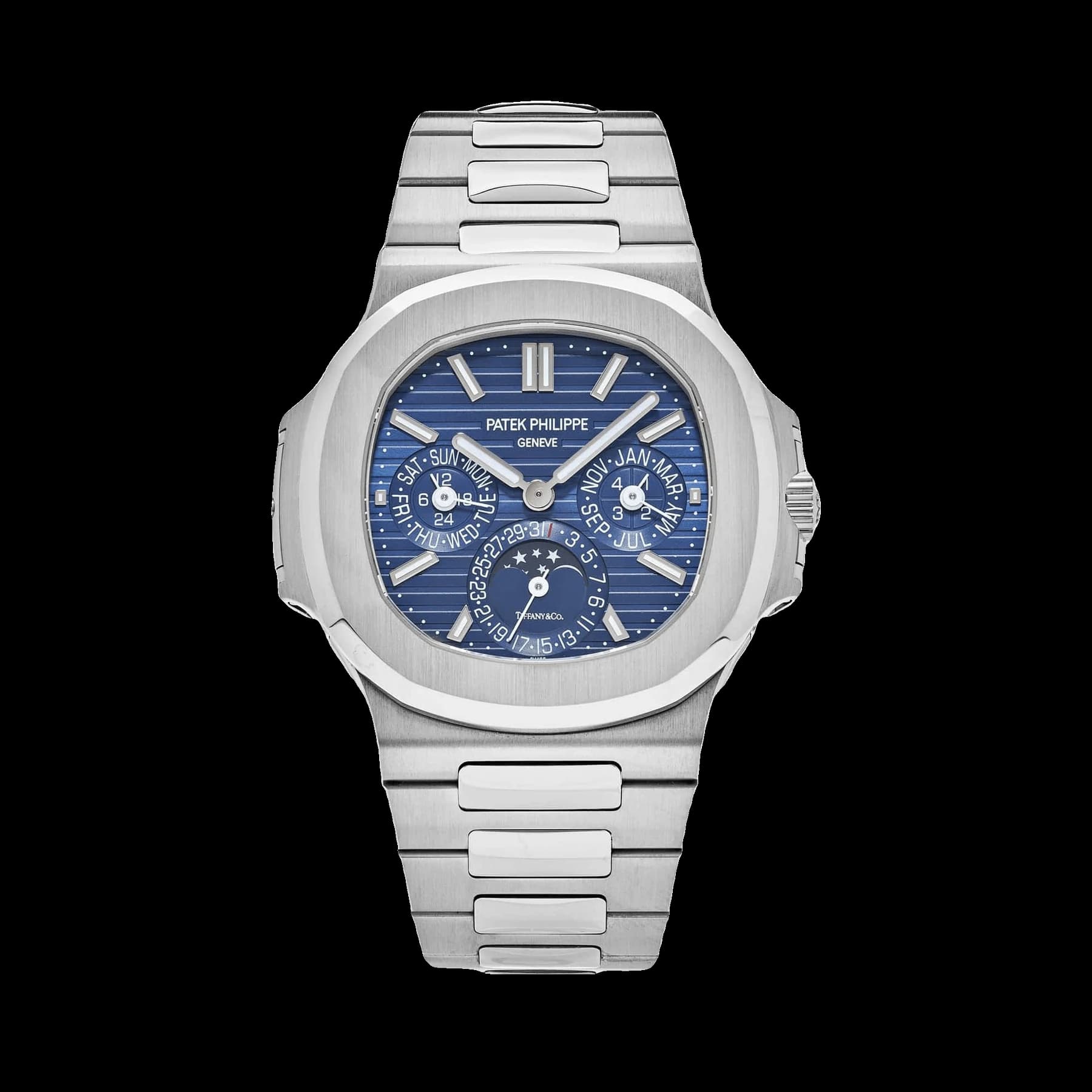 Patek Philippe Nautilus 5740/1G-001 'Tiffany & Co.' Perpetual Calendar Moon Phases White Gold Blue Dial