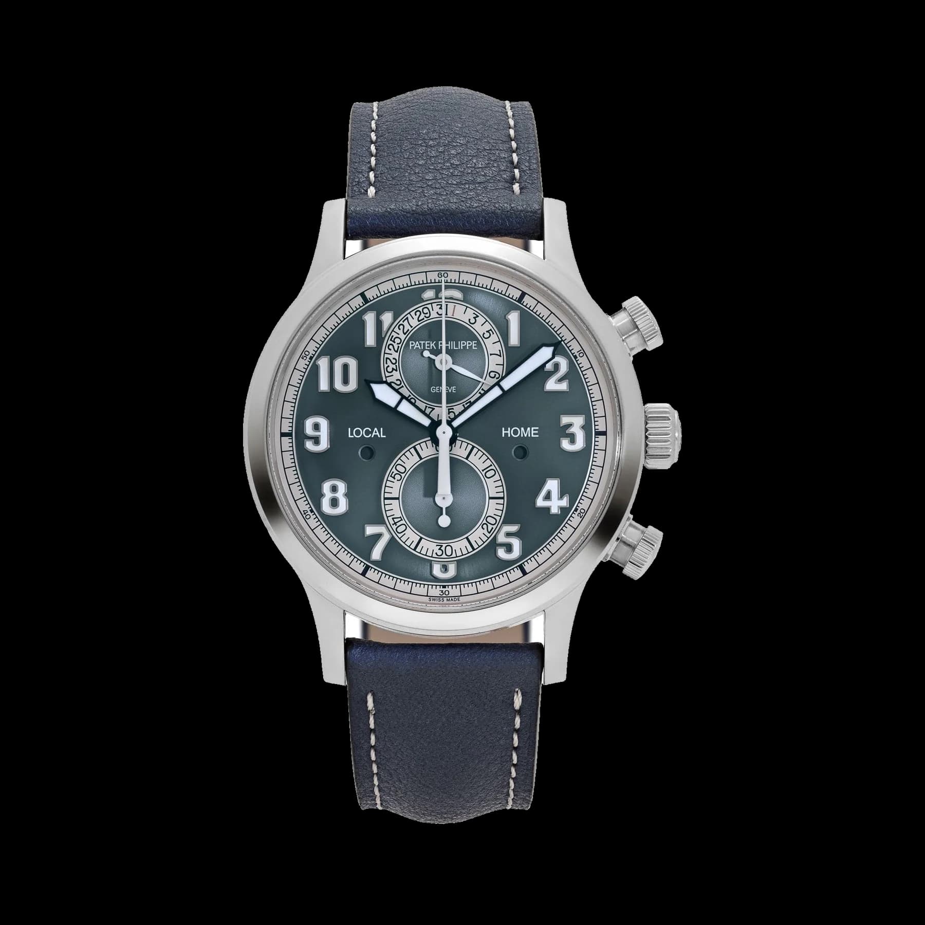 Patek Philippe Complications 5924G-001 Calatrava 'Pilot' Travel Time Flyback Chronograph White Gold Blue-Gray Dial (2025)