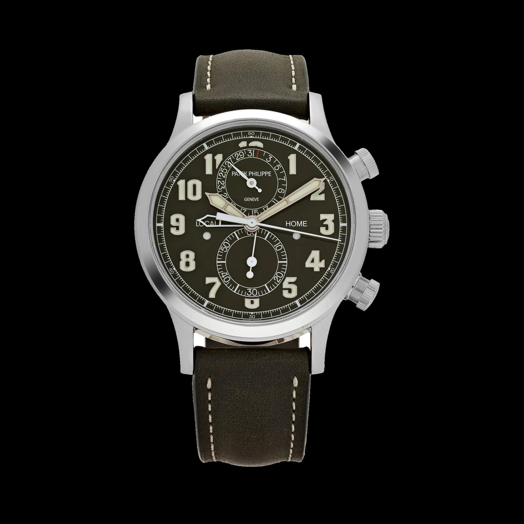 Patek Philippe Complications 5924G-010 Calatrava 'Pilot' Travel Time Chronograph White Gold Green Dial (2025)