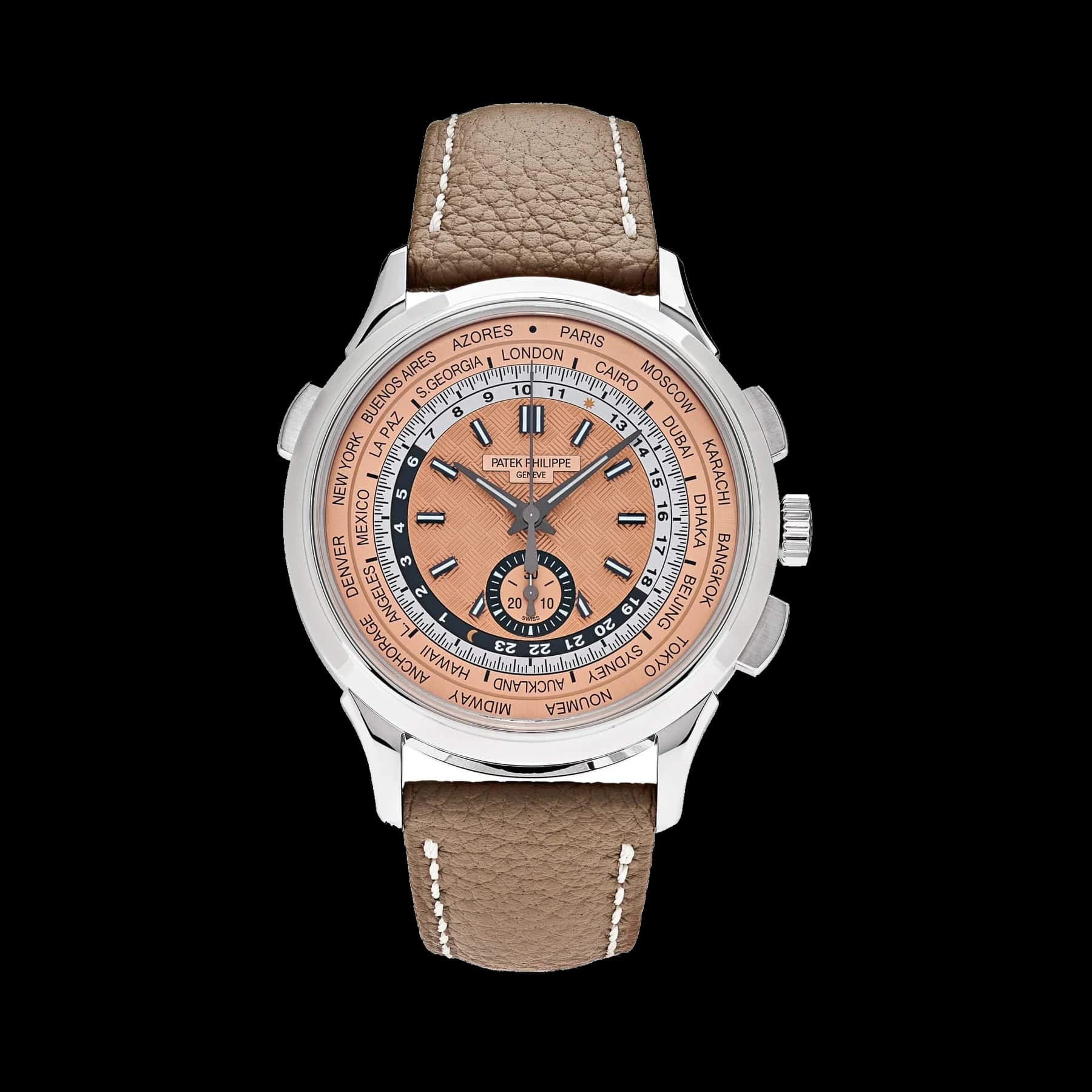 Patek Philippe Complications 5935A-001 World Time Chronograph Steel Opaline Carbon Motif Dial (2025)