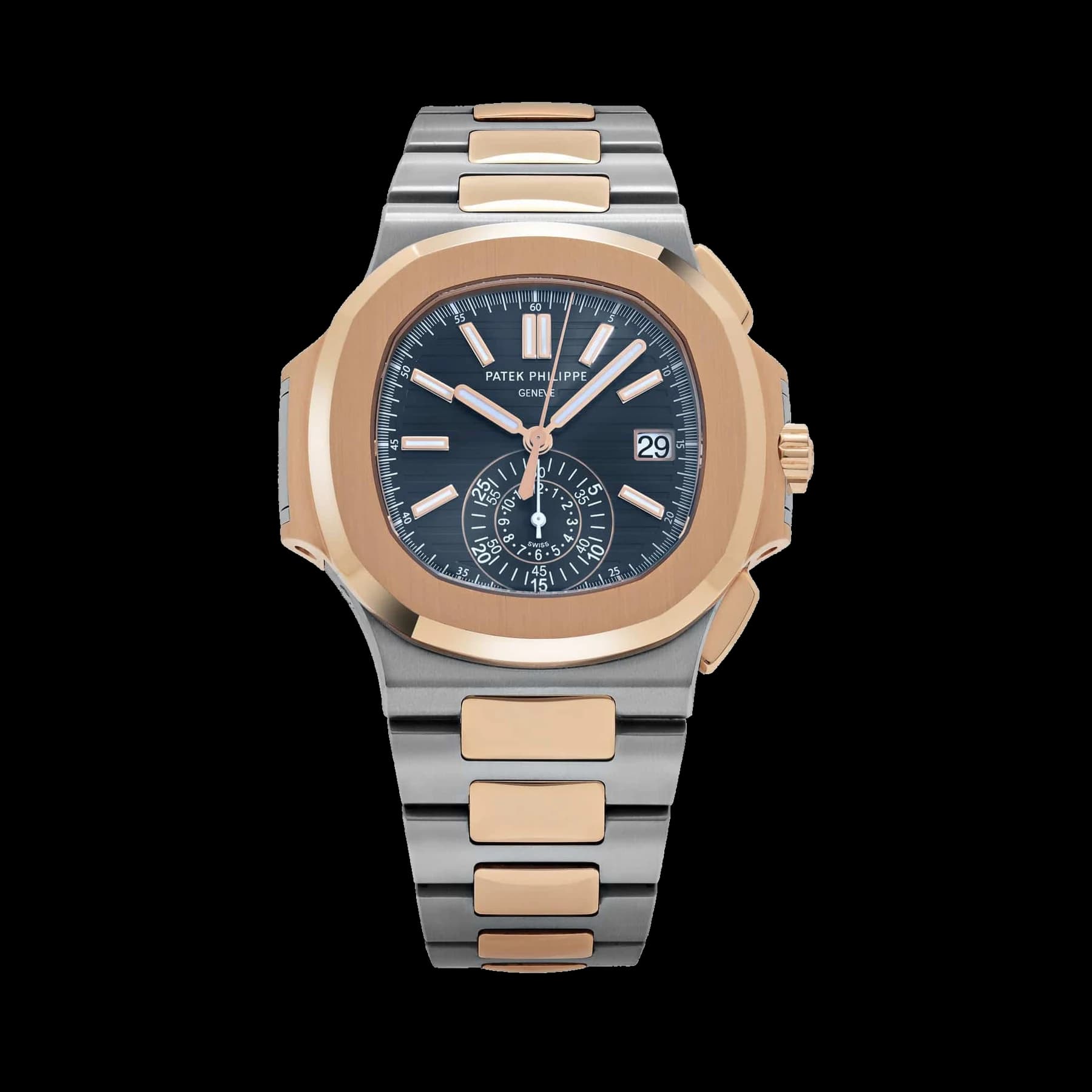 Patek Philippe Nautilus 5980/1AR-001 Chronograph Stainless Steel Rose Gold Blue Dial (2019)