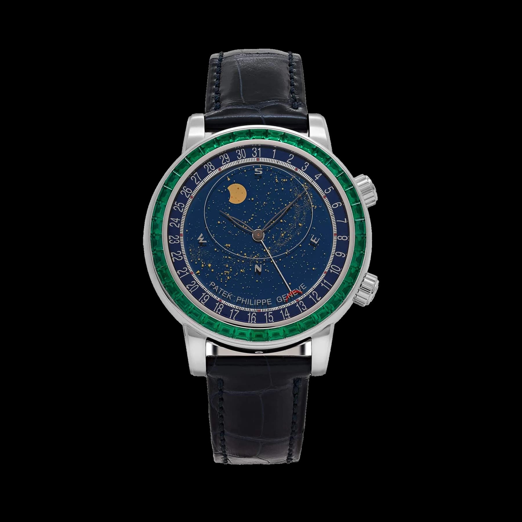 Patek Philippe Celestial Joaillerie Grand Complications 6104/13P-010 Platinum Blue Dial Emerald Bezel (2025)