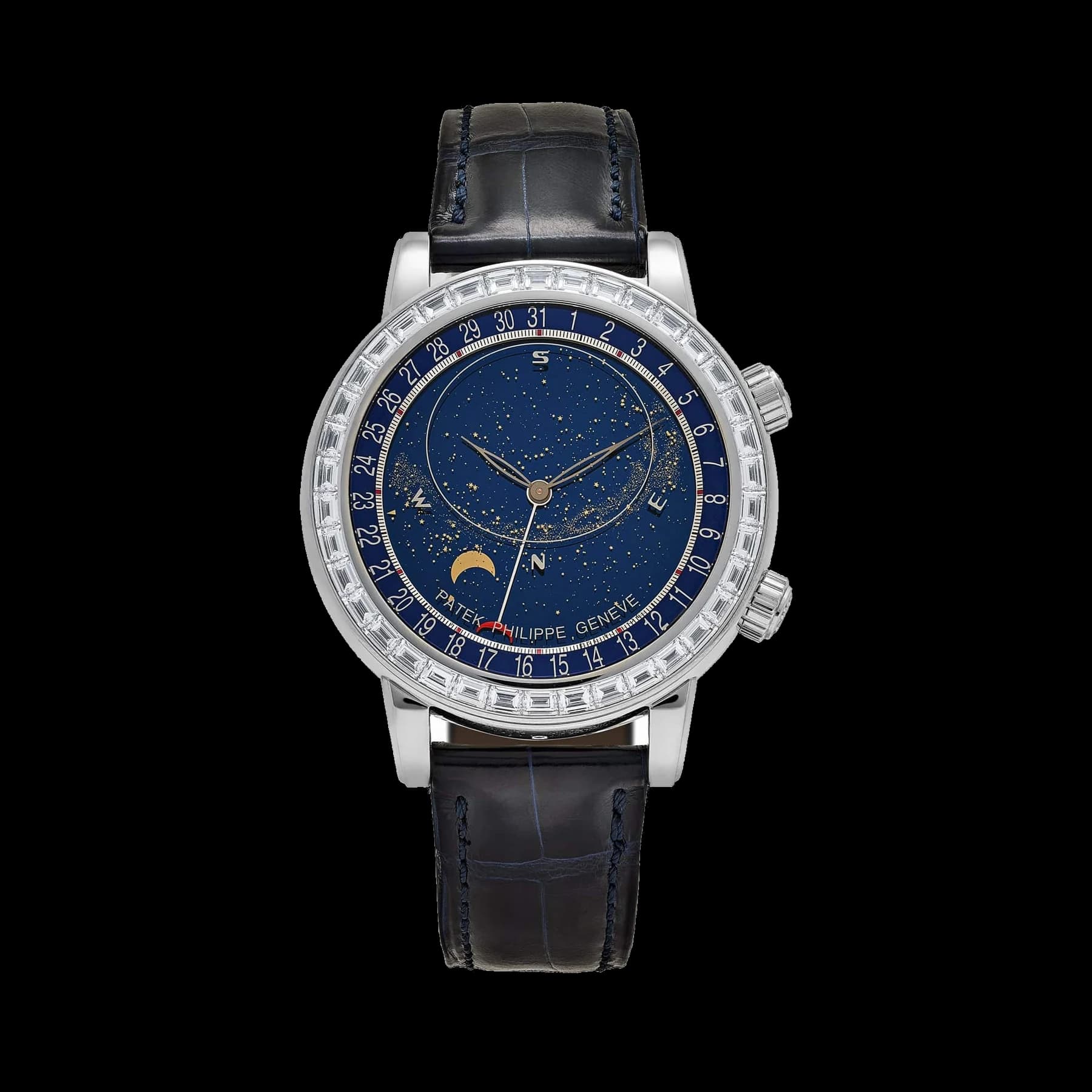 Patek Philippe Celestial Joaillerie Grand Complications 6104P-010 Platinum Blue Dial Diamond Baguette Bezel (2025)