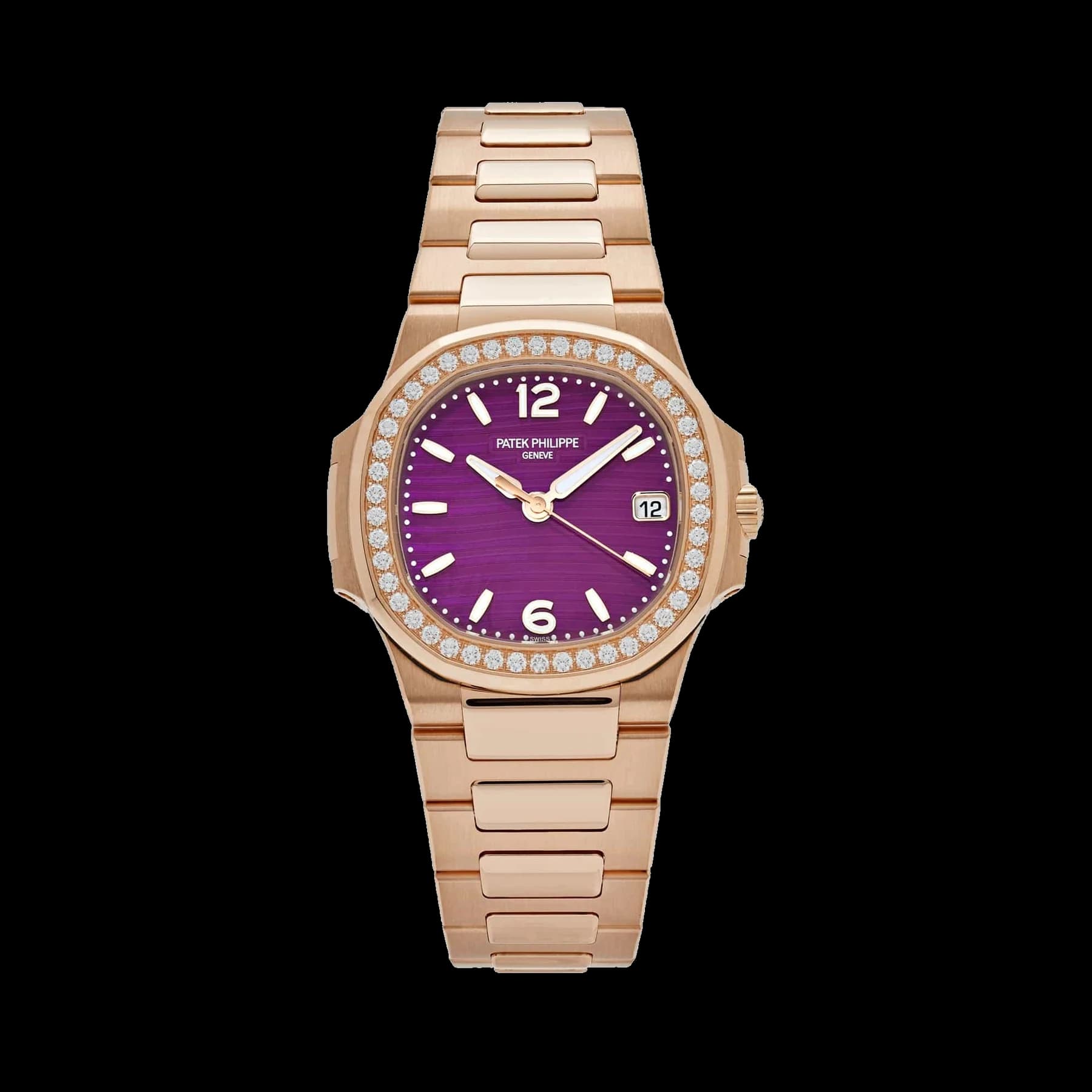 Patek Philippe Nautilus 7010/1R-013 'Ladies' Quartz Rose Gold Purple Diamond Bezel