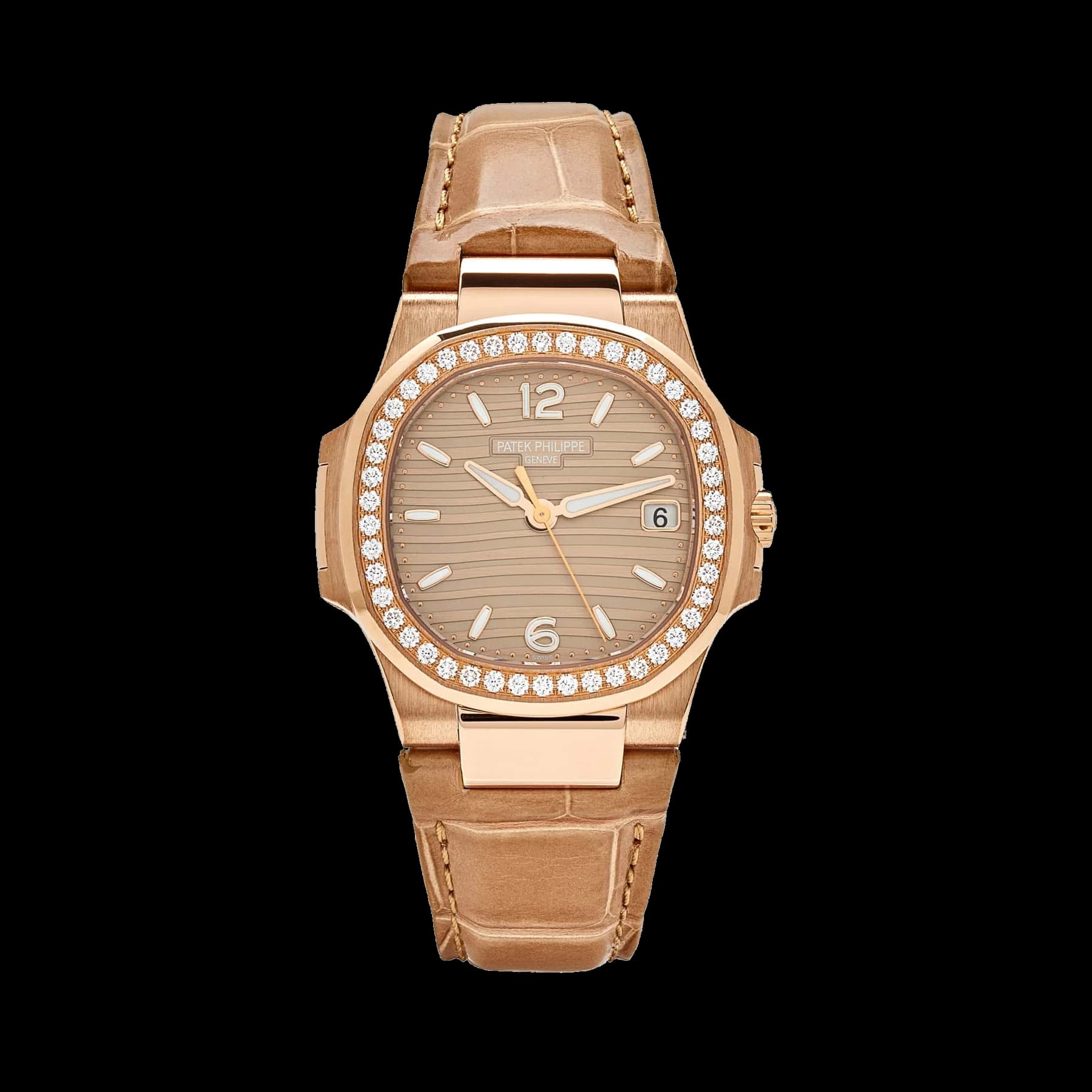Patek Philippe Nautilus 7010R-012 'Ladies' Quartz Rose Gold Diamond Bezel