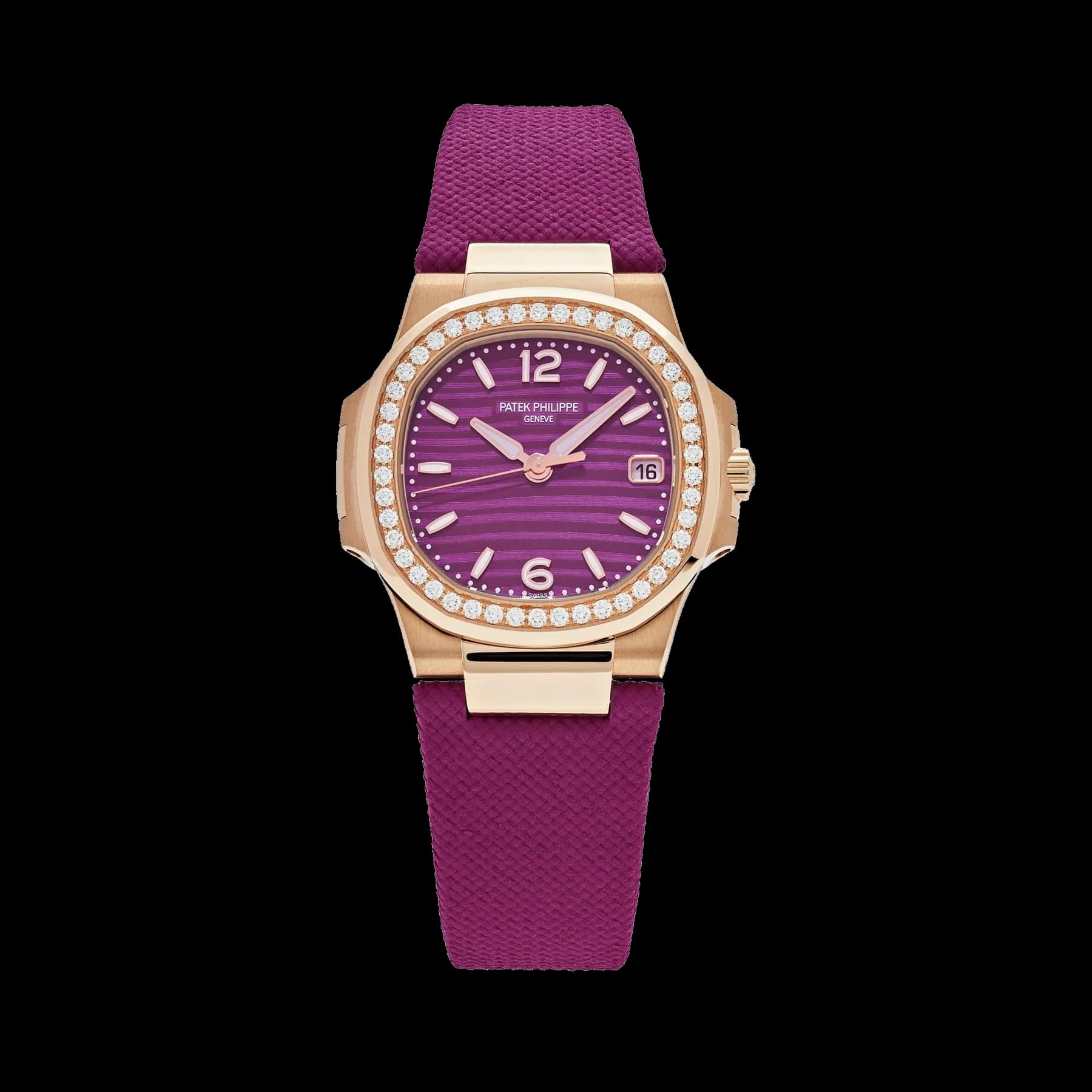 Patek Philippe Nautilus 7010R-013 'Ladies' Rose Gold Purple Dial Diamond Bezel