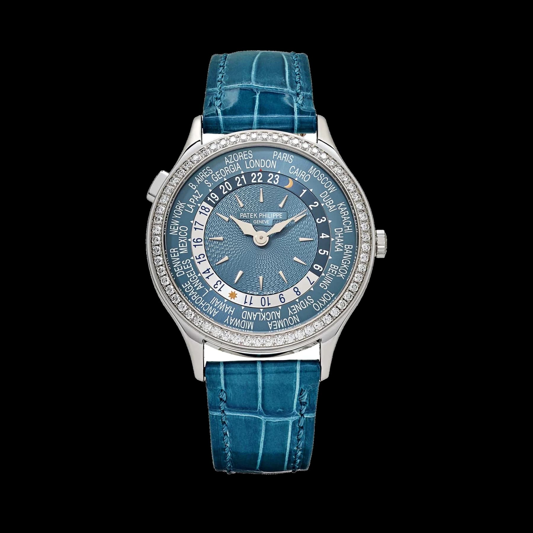 Patek Philippe Complications 7130G-016 World Time l White Gold Gray-Blue Dial Diamond Bezel (2022)