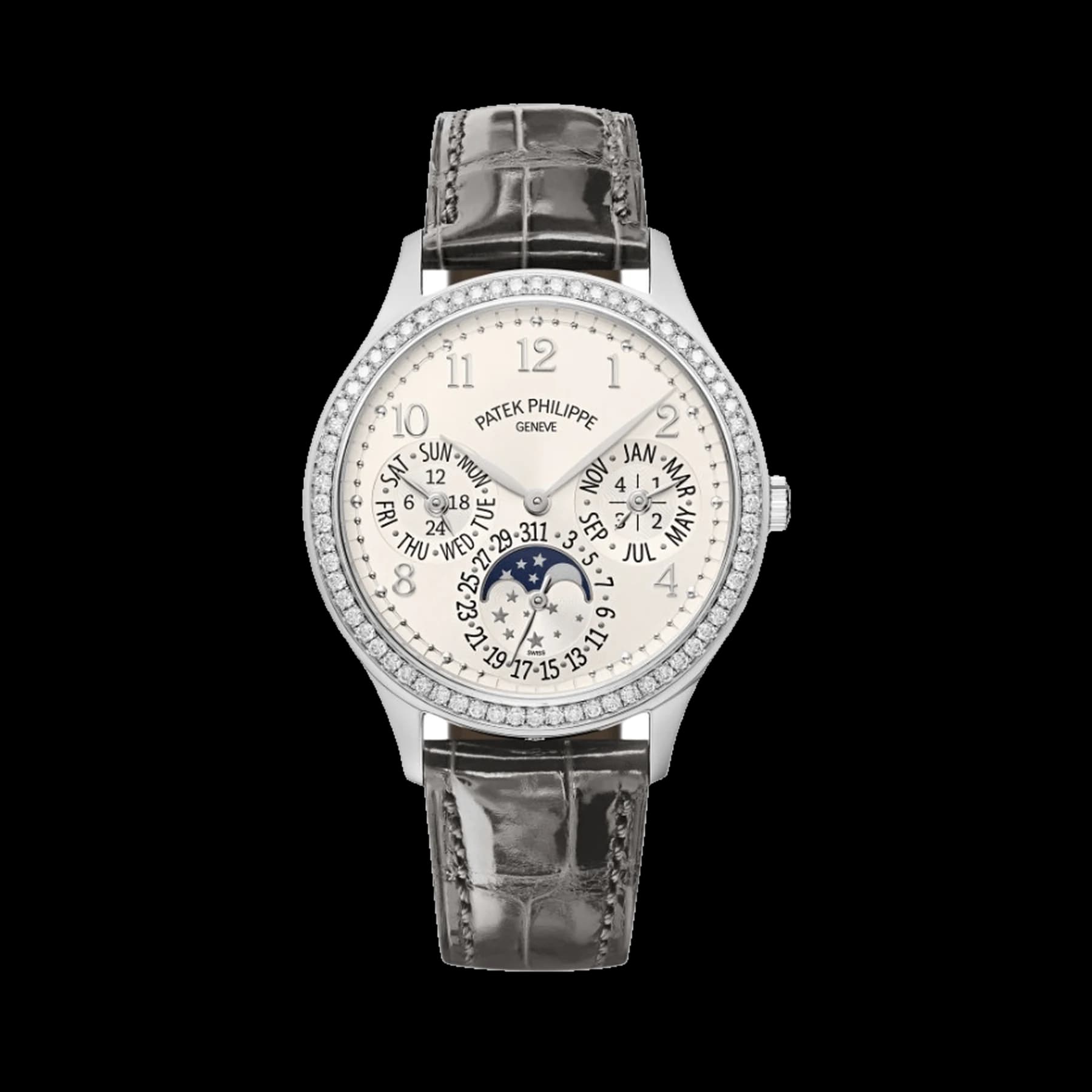 Patek Philippe Grand Complications 7140G-001 Perpetual Calendar Diamond Bezel Cream Dial