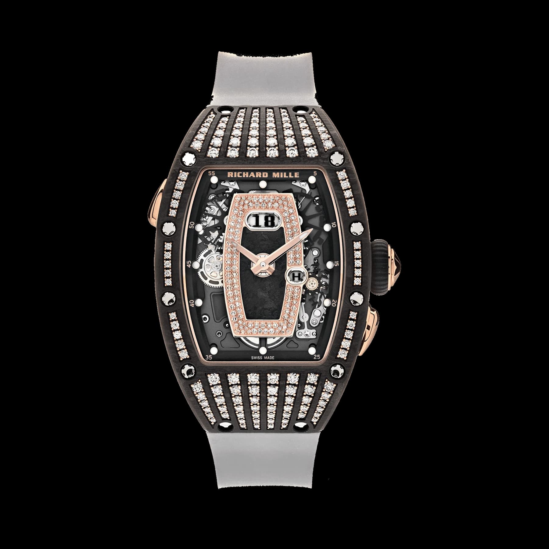 Richard Mille RM 037 'Ladies' Rose Gold Carbon TPT Diamond Set Skeleton Dial (2022)